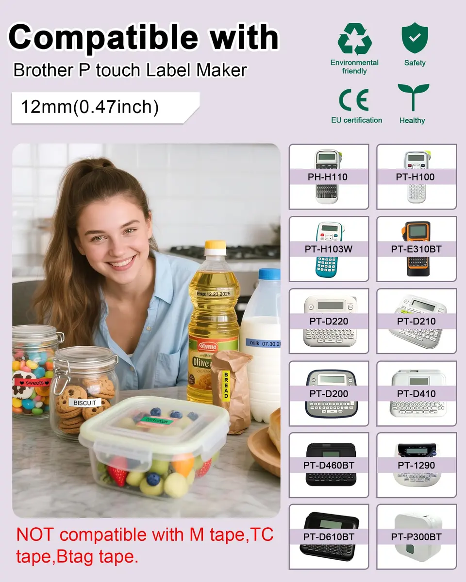 TITBIT Compatible with Brother P Touch TZe-231 12mm Laminated Color Tape | Durable & Water-Resistant (70-120 chars) - view 2