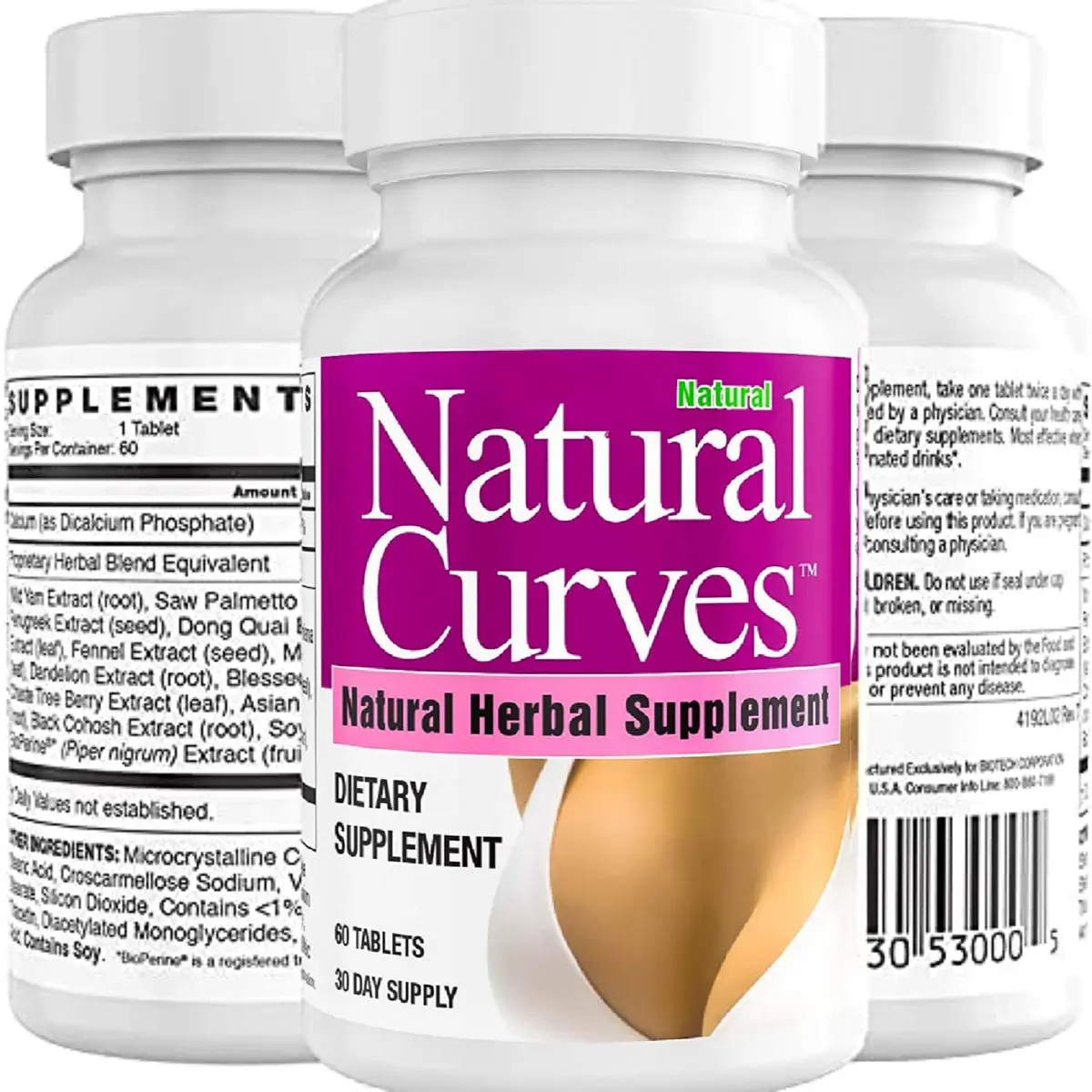 Natural Curves Breast Enhancement Pills Estrogen Support Vegan Non-GMO 60ct | Supports Fuller, Firmer Bust in 30 Days - view 8