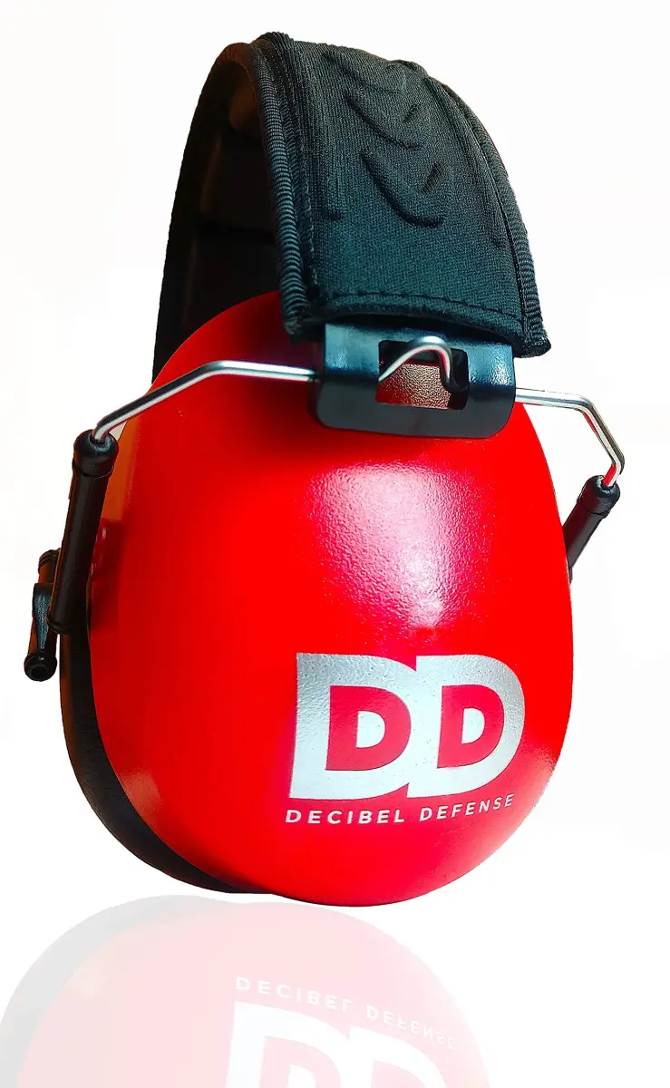 Decibel Defense 37 dB NRR Safety Earmuffs in Vibrant Safety Red | Superior Noise Reduction - main product image