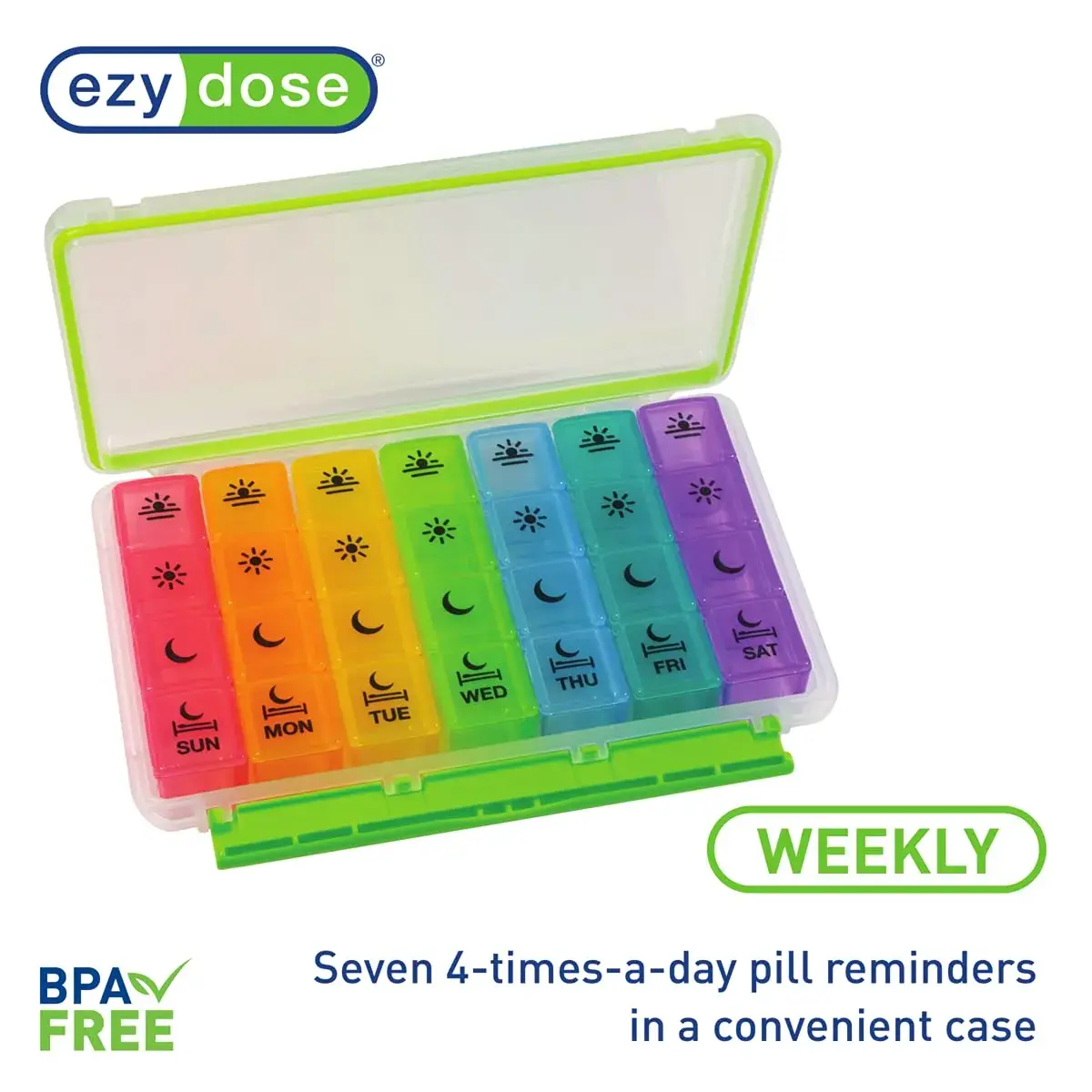 EZY DOSE Weekly Pill Organizer Case with 7 Pop-Out Compartments | 22.9 cm (9 in) Length - view 2
