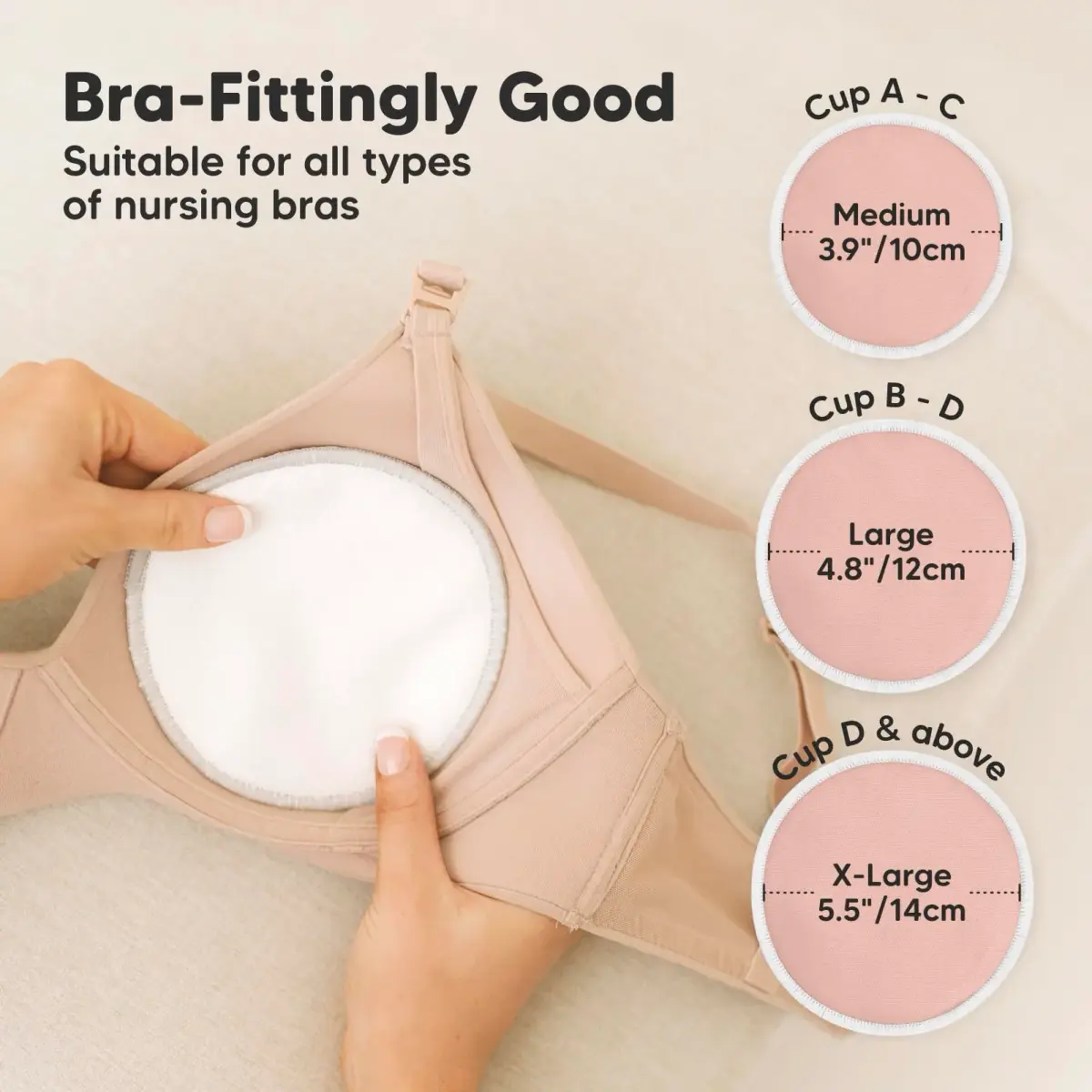 KeaBabies Reusable Nursing Pads for Breastfeeding (14-Pack, Medium 10cm) | Soft Bamboo Viscose, Ultra-Absorbent, Leak-Proof - view 4