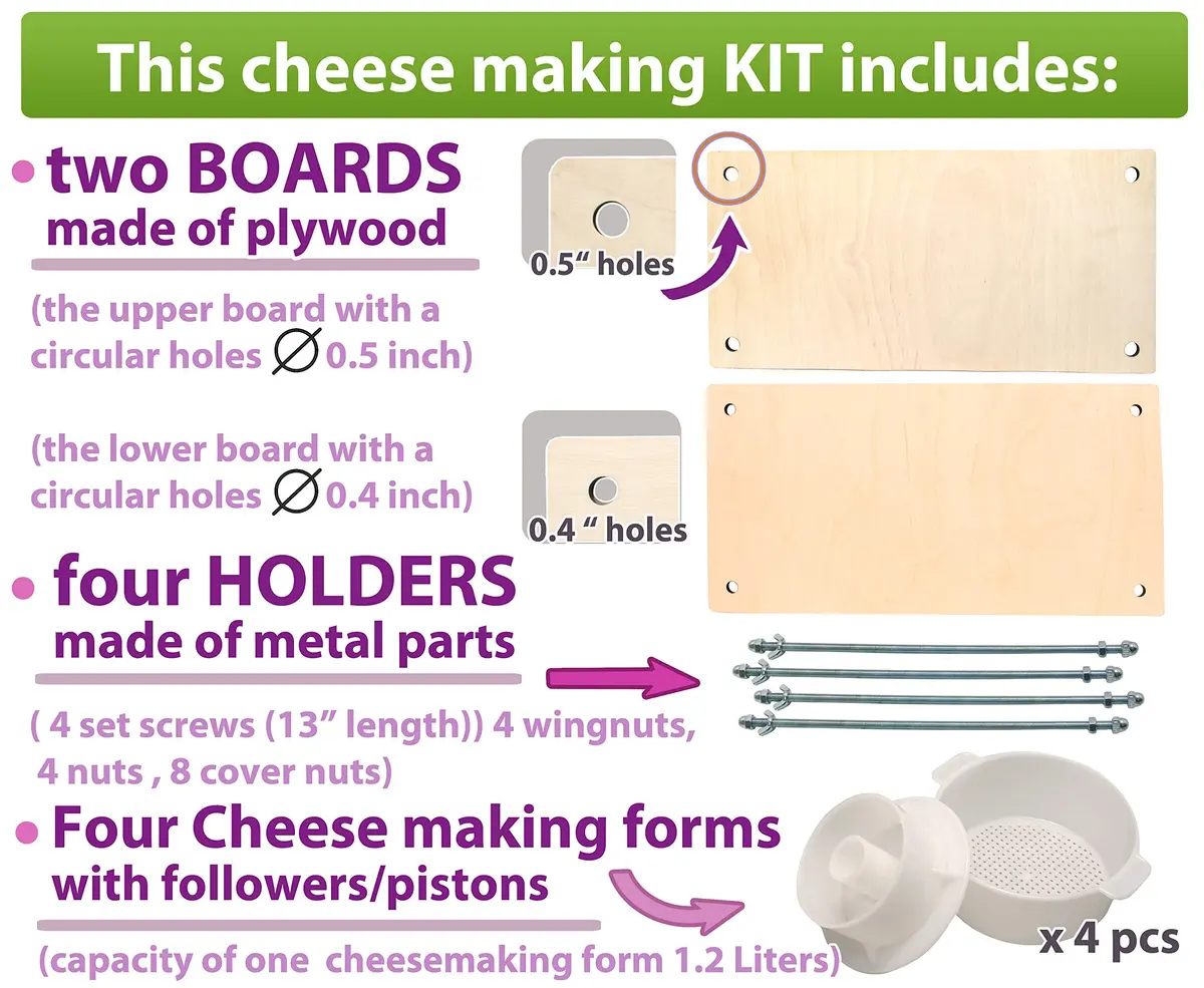 PetriStor Wooden Cheese Press 16in | Durable Home Cheese Making Tool with Metal Guides - view 2
