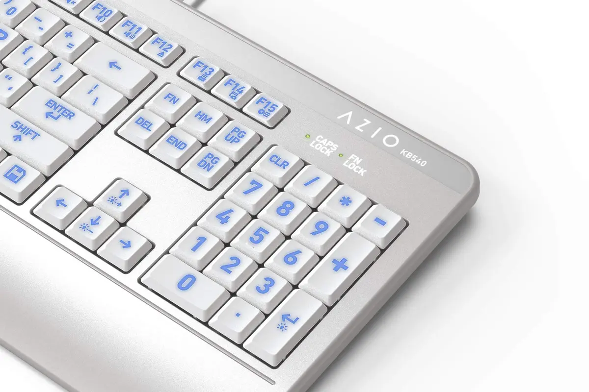Azio KB540 Large Print 3-Color LED Wired USB Keyboard | Waterproof & Mac Compatible - view 6