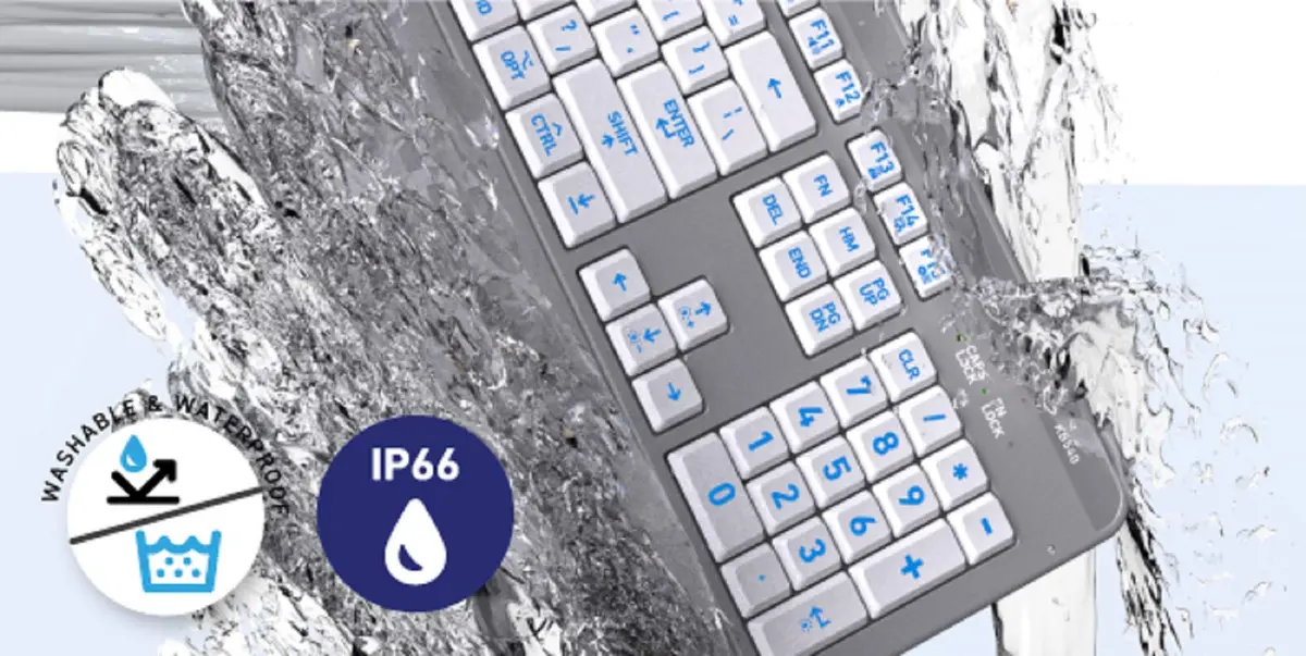 Azio KB540 Large Print 3-Color LED Wired USB Keyboard | Waterproof & Mac Compatible - view 9