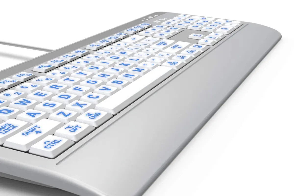 Azio KB540 Large Print 3-Color LED Wired USB Keyboard | Waterproof & Mac Compatible - view 3