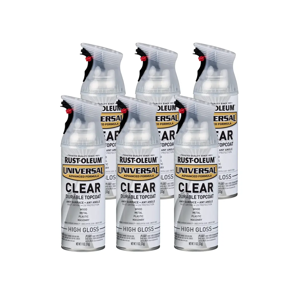 Rust-Oleum Universal All Surface High Gloss Clear Topcoat Spray - 11 oz (Pack of 6) - main product image