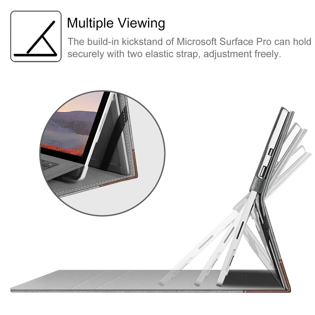 FINTIE Case for 12.3 inch Microsoft Surface Pro 7 Plus, Pro 7/6/5/4/3 | Multi-Angle Kickstand & Premium Synthetic Leather - view 3