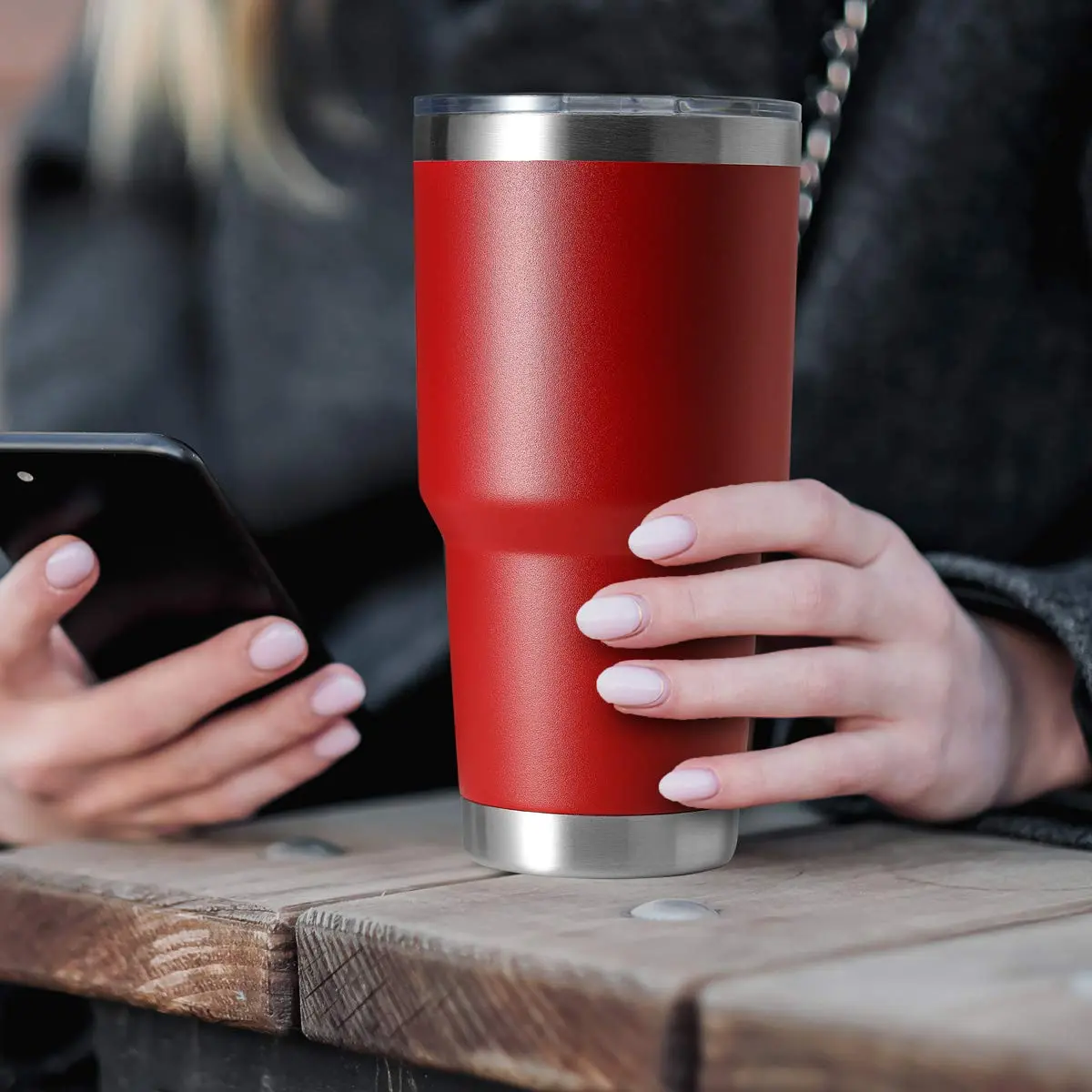 HASLE OUTFITTERS Red 30oz (887ml) Stainless Steel Tumbler Set | Insulated Travel Mug for Hot & Cold Drinks - view 6