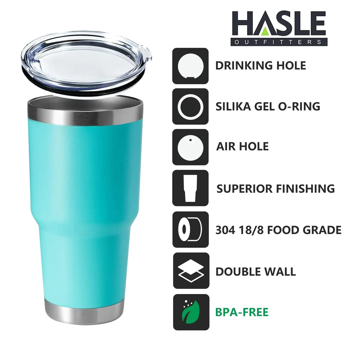 HASLE OUTFITTERS 30oz Stainless Steel Tumbler | Double Wall Vacuum Insulated Travel Mug (Light Green, 8) - view 2
