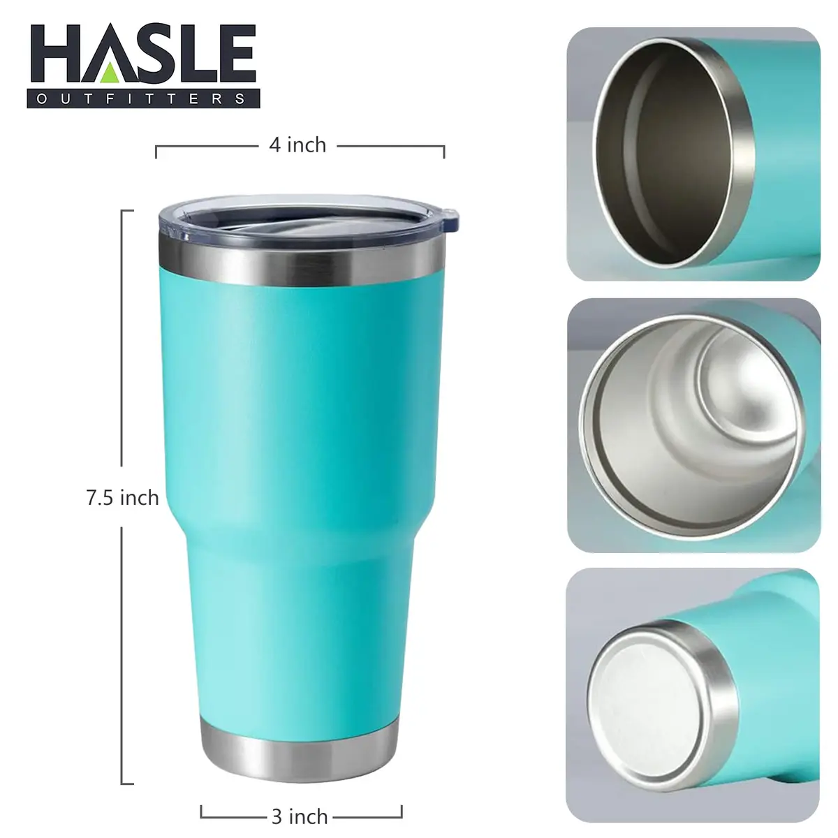 HASLE OUTFITTERS 30oz Stainless Steel Tumbler | Double Wall Vacuum Insulated Travel Mug (Light Green, 8) - view 3