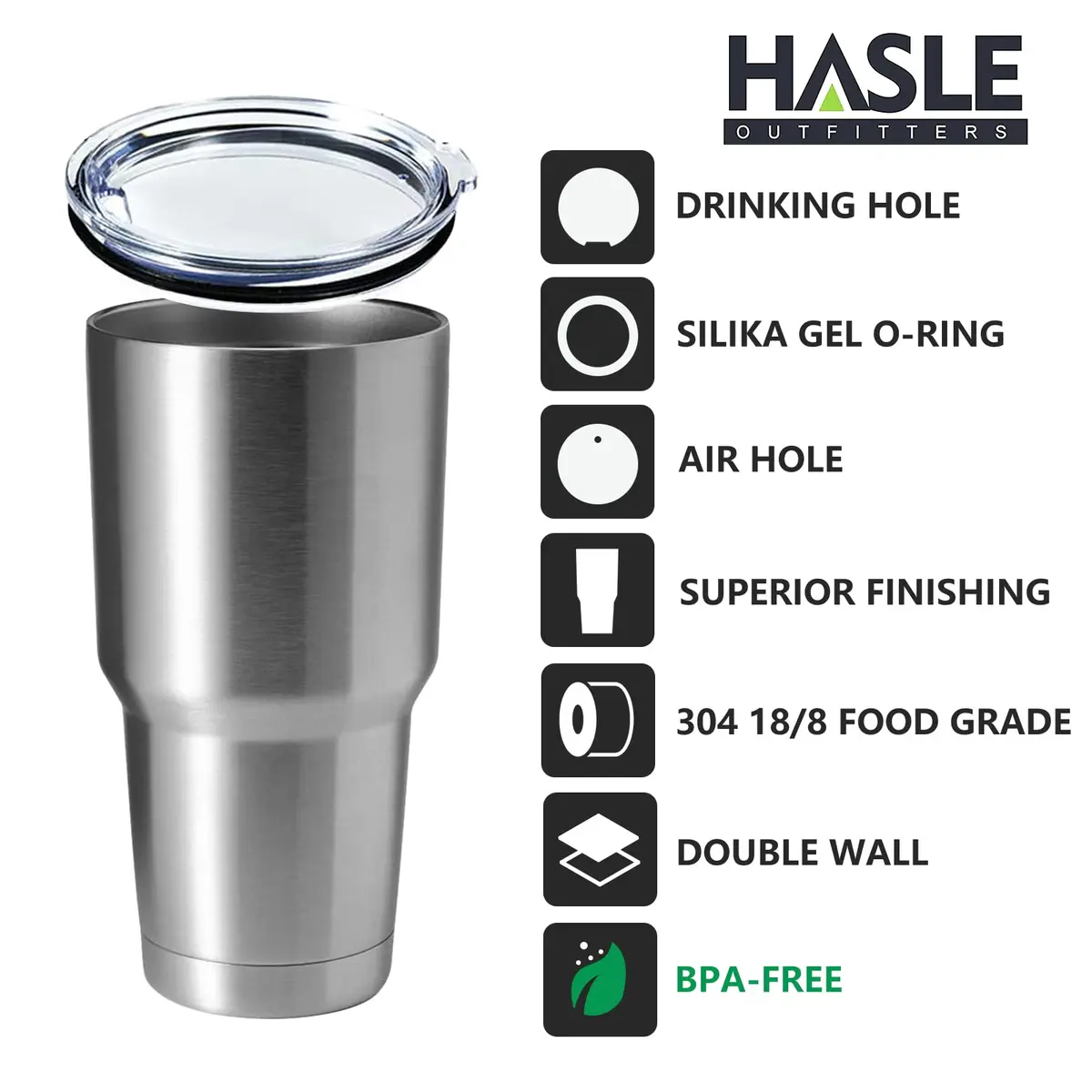 HASLE OUTFITTERS 30oz (850ml) Stainless Steel Tumbler Gift Set | Double Wall Vacuum Insulated Travel Mug - view 2