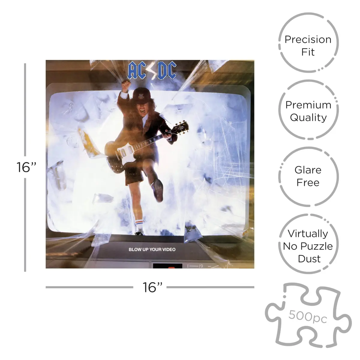 RockSaws AC/DC Blow Up Your Video 500 Piece Jigsaw Puzzle | Classic Rock Music Memorabilia (16 x 16 in) - view 2