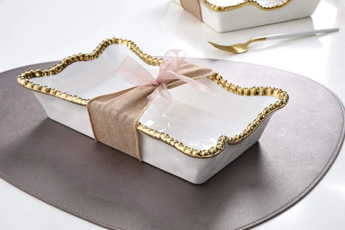 Pampa Bay Verona Napkin Holder 25.4 cm (10 Inch) | White Porcelain with Titanium Finish - view 5