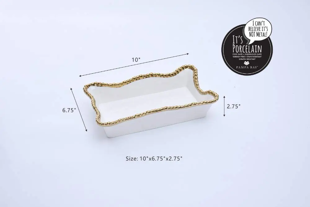 Pampa Bay Verona Napkin Holder 25.4 cm (10 Inch) | White Porcelain with Titanium Finish - view 2