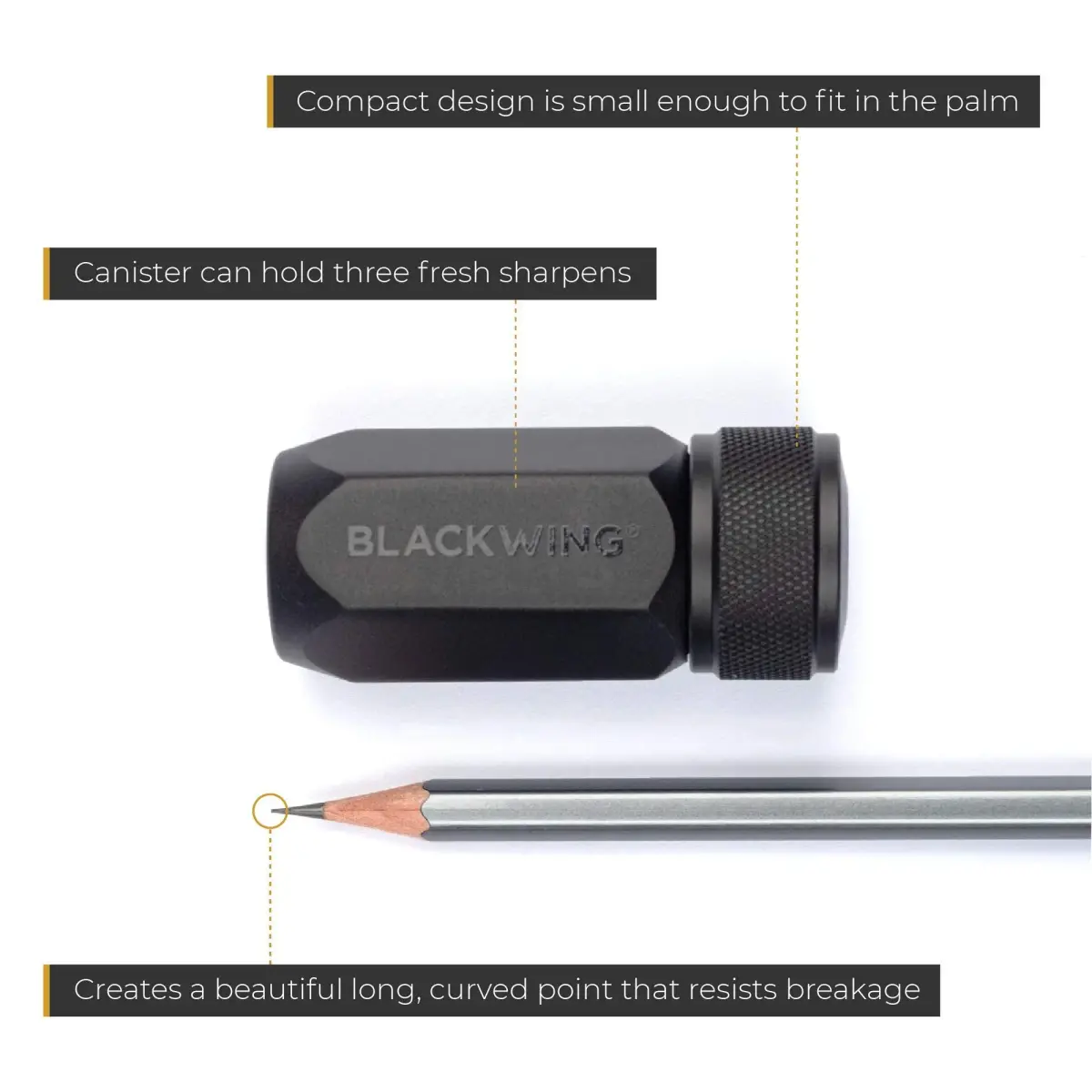 Blackwing One-Step Long Point Pencil Sharpener with German Steel Blade, Black (30mm) - view 2