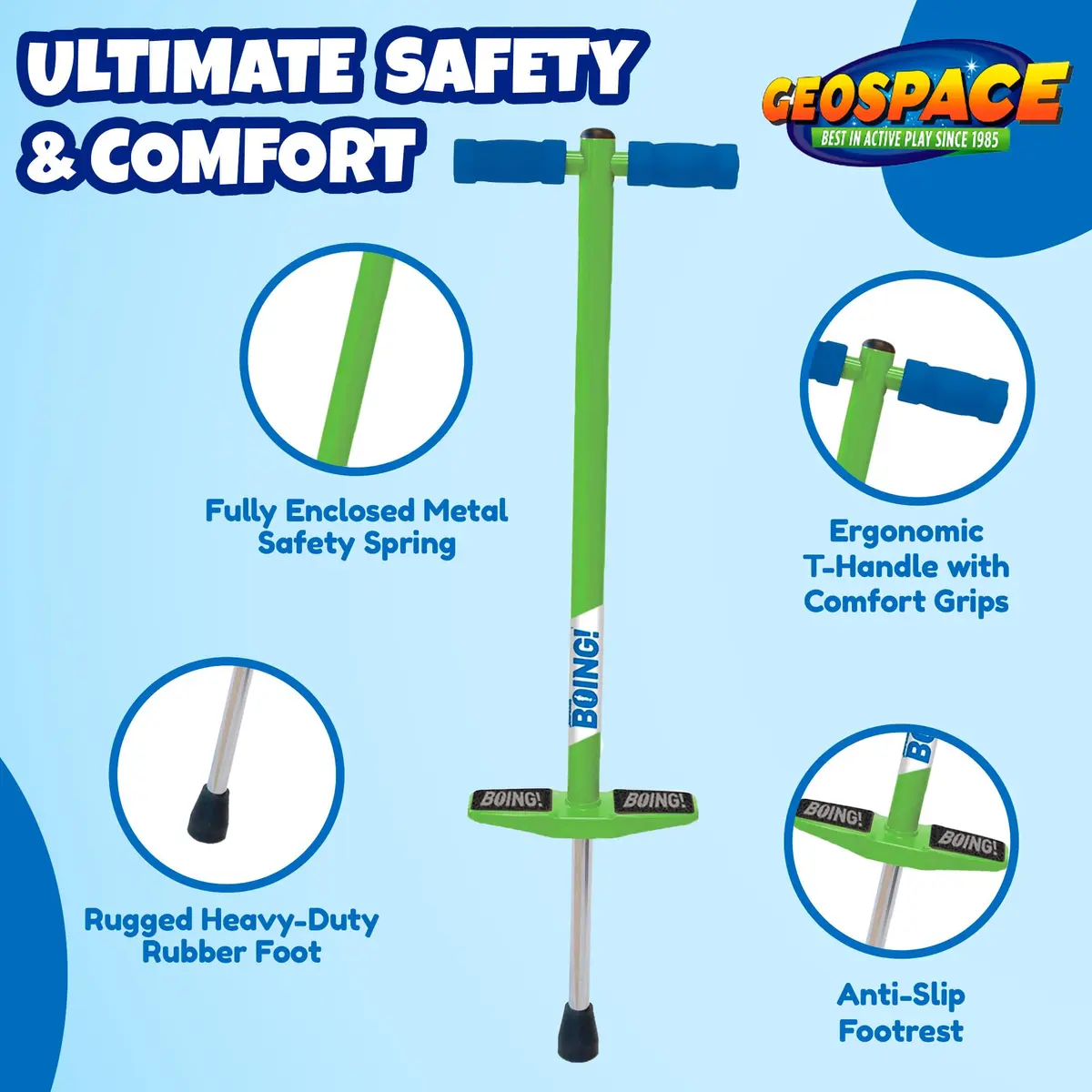 Geospace Jumparoo BOING! JR. Steel POGO STICK for Kids 50-90 Lbs | Active Outdoor Play - view 5