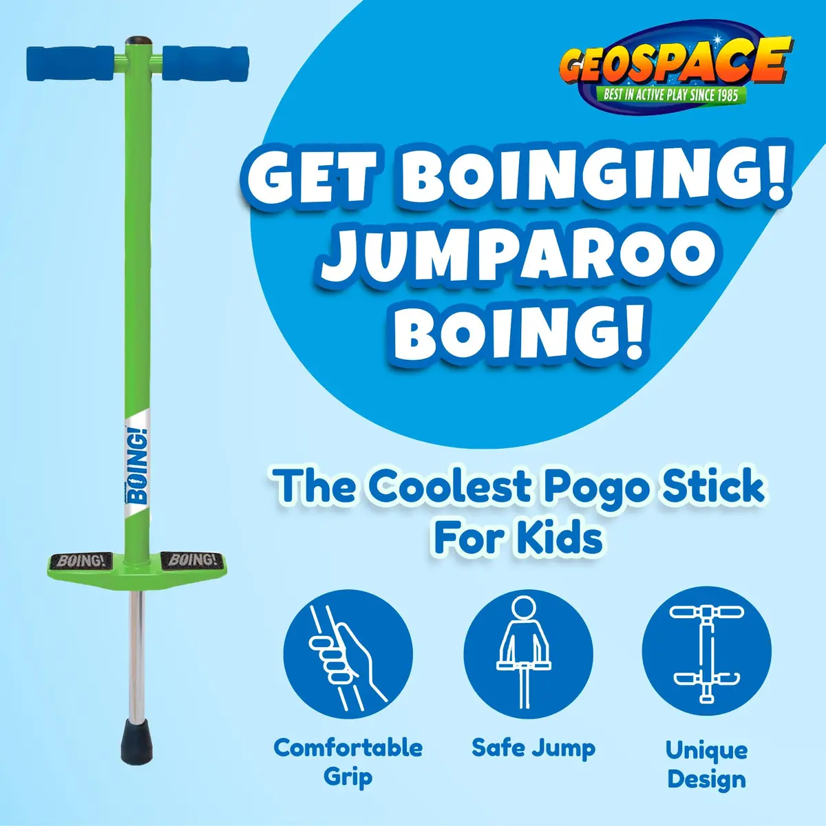 Geospace Jumparoo BOING! JR. Steel POGO STICK for Kids 50-90 Lbs | Active Outdoor Play - view 8