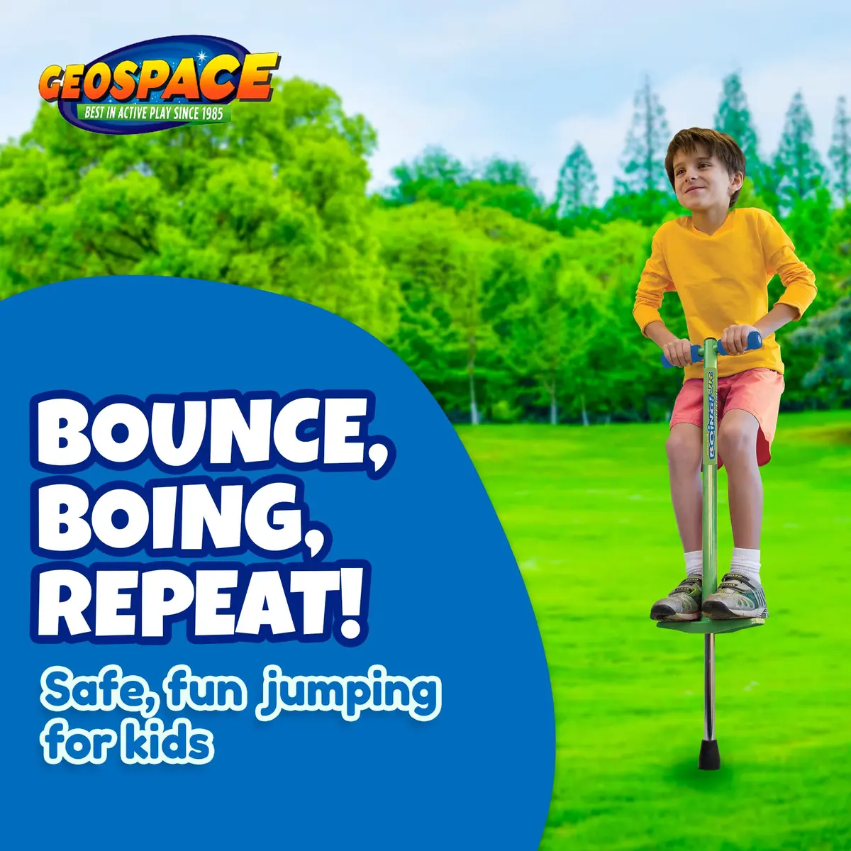 Geospace Jumparoo BOING! JR. Steel POGO STICK for Kids 50-90 Lbs | Active Outdoor Play - view 2
