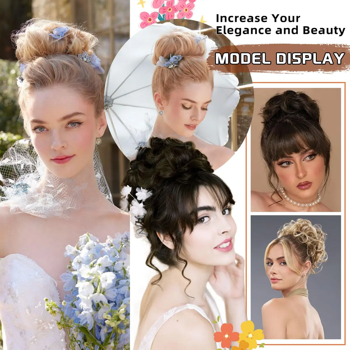 MORICA Messy Bun Hair Piece Ash Blonde & Bleach Blonde Heat Resistant Synthetic Hair (1 Count, 35-40g) - view 6
