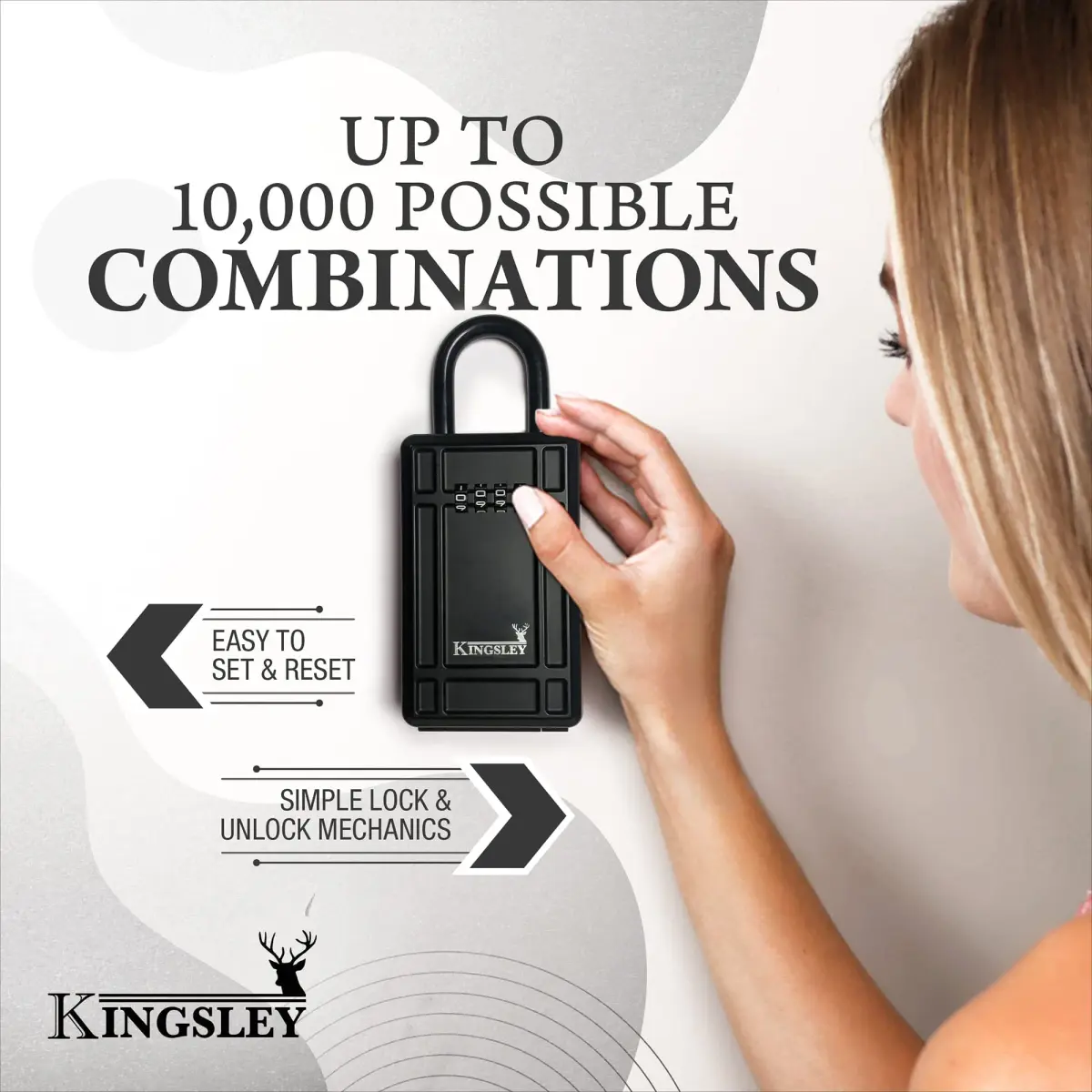 Kingsley KL313 Large Capacity Key Storage Box with Resettable Code, Water Resistant, Black | 12 cu in (200 ml) - view 5
