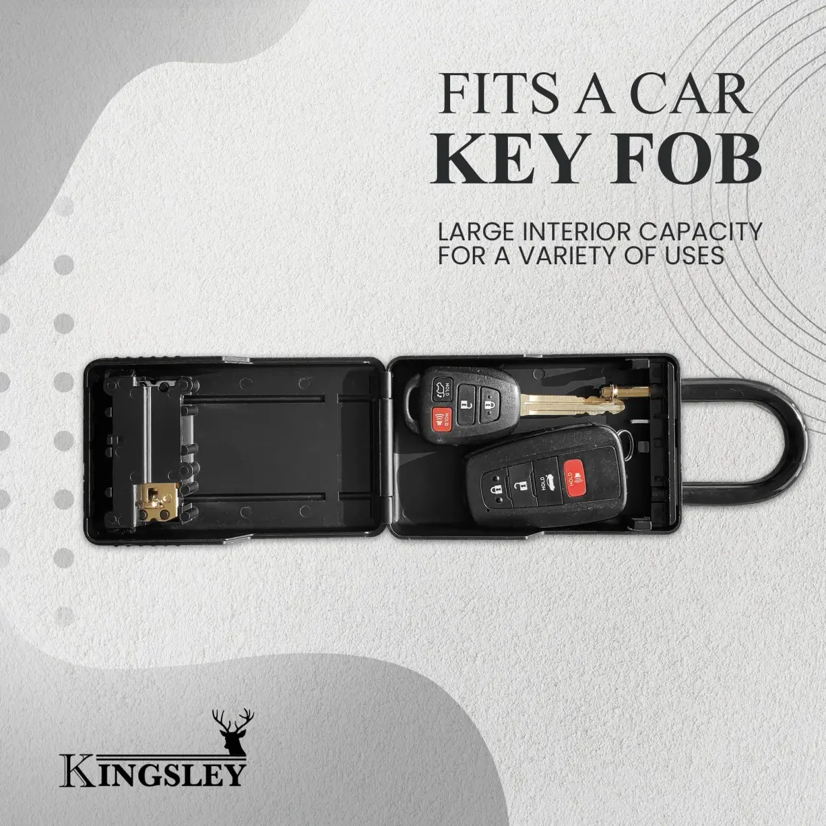 Kingsley KL313 Large Capacity Key Storage Box with Resettable Code, Water Resistant, Black | 12 cu in (200 ml) - view 3