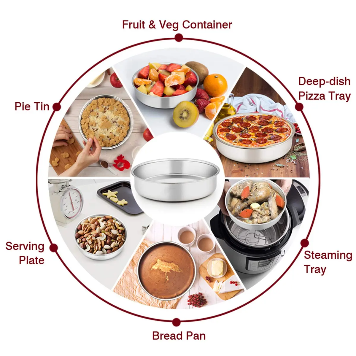 TeamFar 6 Inch Cake Pan Stainless Steel Round Bakeware Set of 3 | Healthy, Leakproof & Dishwasher Safe - view 4