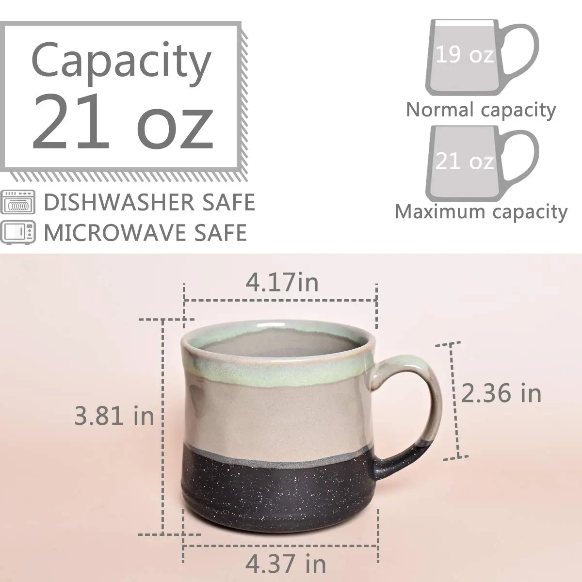 Bosmarlin Large Ceramic Coffee Mug 21 Oz | Durable, Lead-Free, Microwave & Dishwasher Safe - view 2
