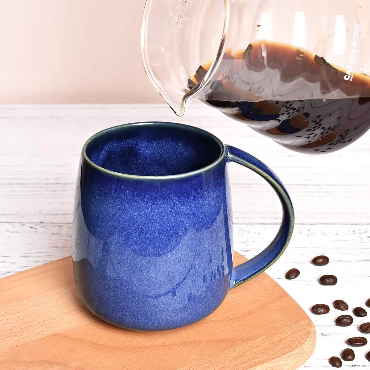 Bosmarlin Ceramic Coffee Mug 385ml (13 oz) | Classic Royal Blue Tea Cup for Office and Home - view 5