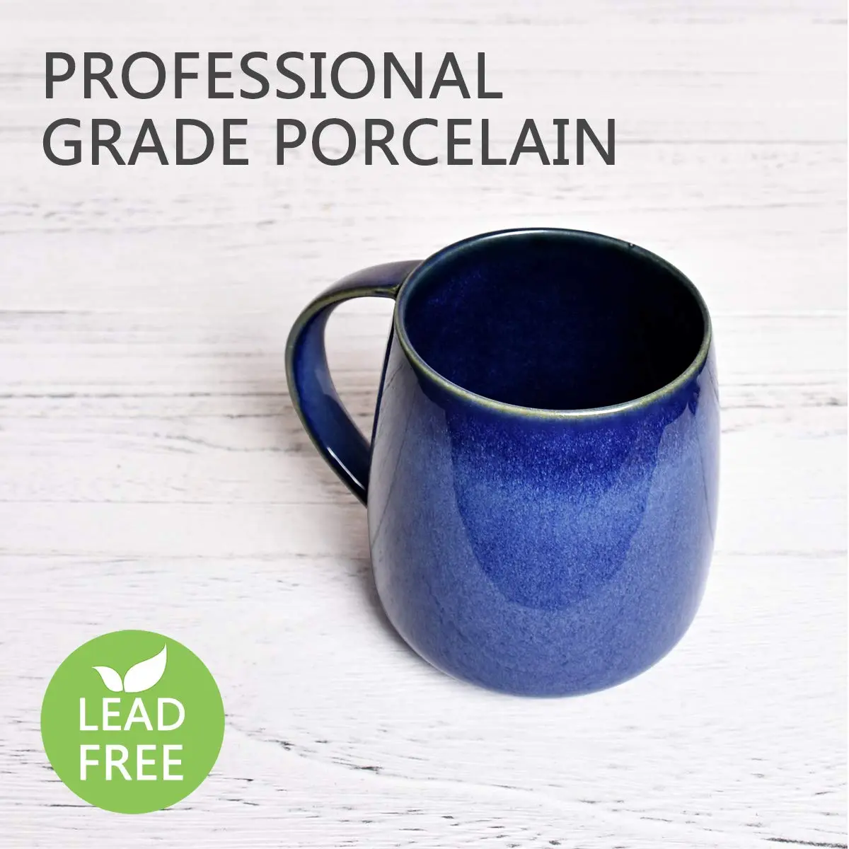 Bosmarlin Ceramic Coffee Mug 385ml (13 oz) | Classic Royal Blue Tea Cup for Office and Home - view 3