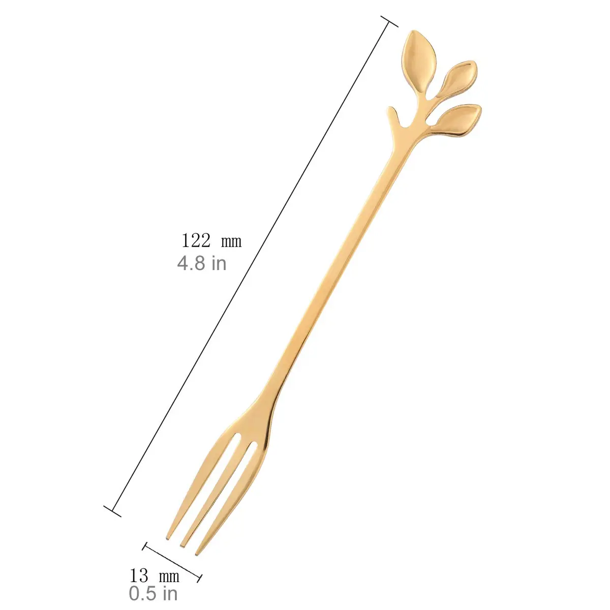 CAMDEA Gold Stainless Steel Dessert Fruit Forks Set of 8, 4.7 inch Specialty Demitasse Stirring Spoons Mini Salad Appetizing Cake Fork | Polished Stainless Steel - view 2