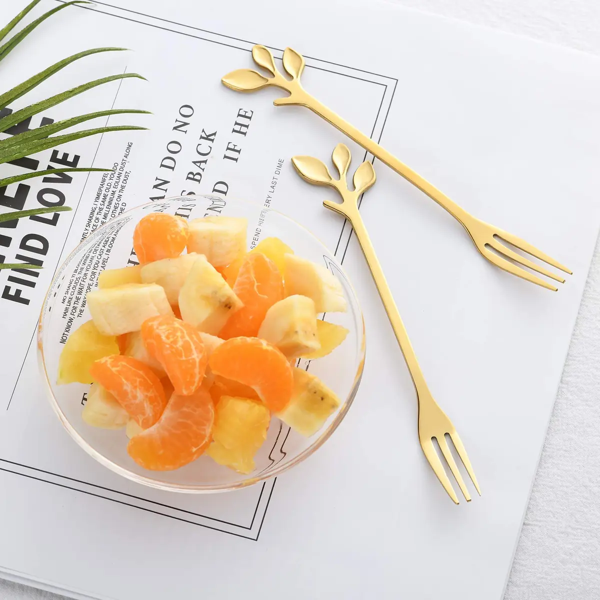 CAMDEA Gold Stainless Steel Dessert Fruit Forks Set of 8, 4.7 inch Specialty Demitasse Stirring Spoons Mini Salad Appetizing Cake Fork | Polished Stainless Steel - view 3