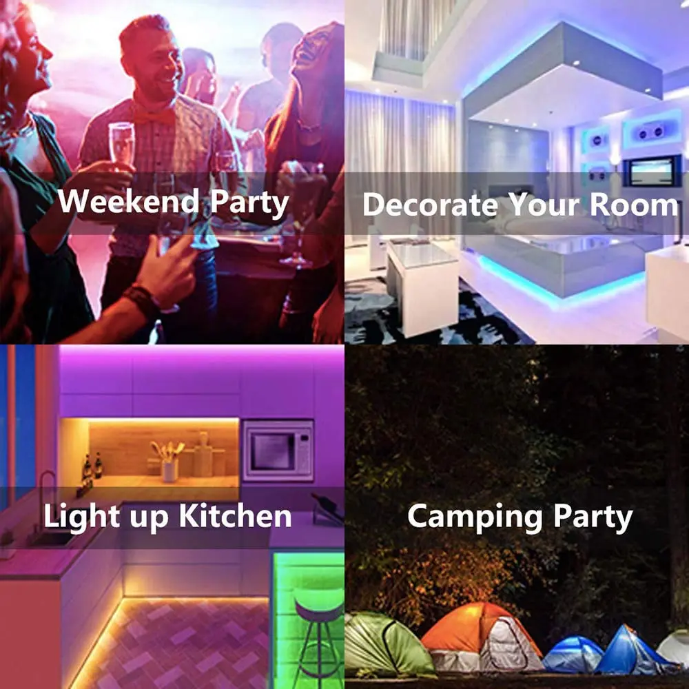 Lcutml 50FT RGB LED Strip Lights | Sync to Music, Dimmable, Multi-Colored, Indoor Use - view 5