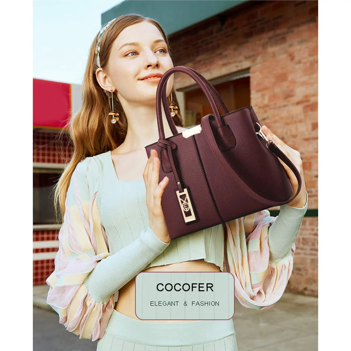 COCIFER Women's Shoulder Tote Bag PU Leather Approx 31cm x 21cm x 13cm | Modern Elegant Fashion - view 2