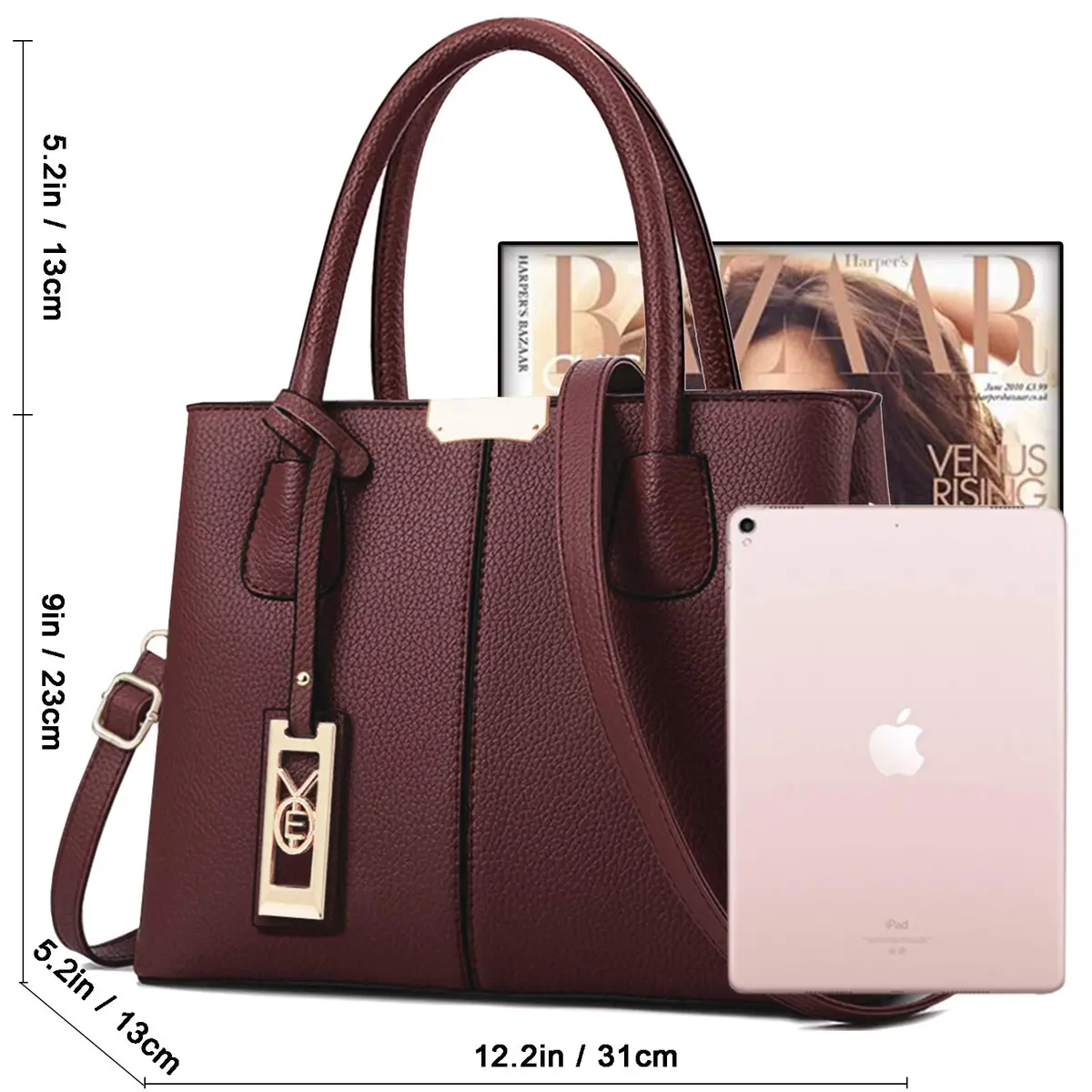 COCIFER Women's Shoulder Tote Bag PU Leather Approx 31cm x 21cm x 13cm | Modern Elegant Fashion - view 4