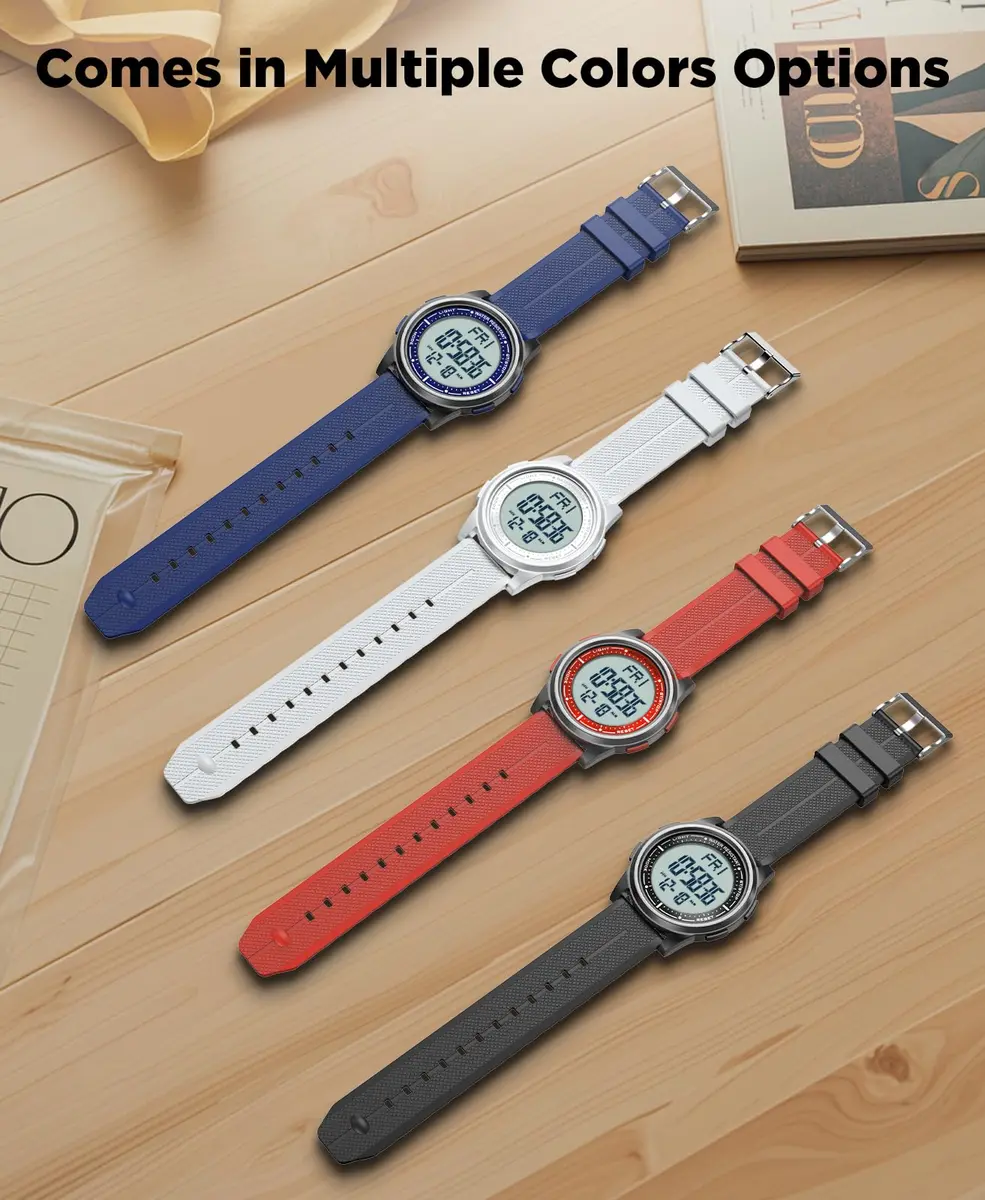 Beeasy Ultra-Thin Digital Watch Blue 44mm (1.73in) Case | Waterproof 50M with Stopwatch & Dual Time - view 8