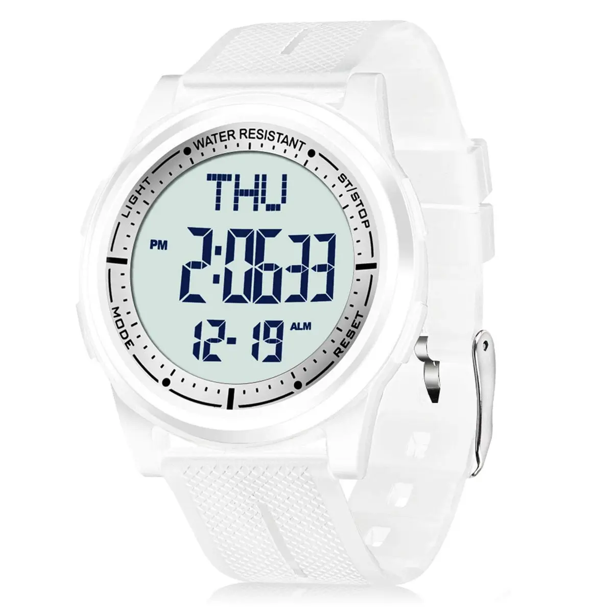 Beeasy Digital Watch for Men Women | 50M Waterproof, Ultra-Thin 6.6mm, 44mm Silicone Sports Watch with Alarm & Stopwatch - main product image