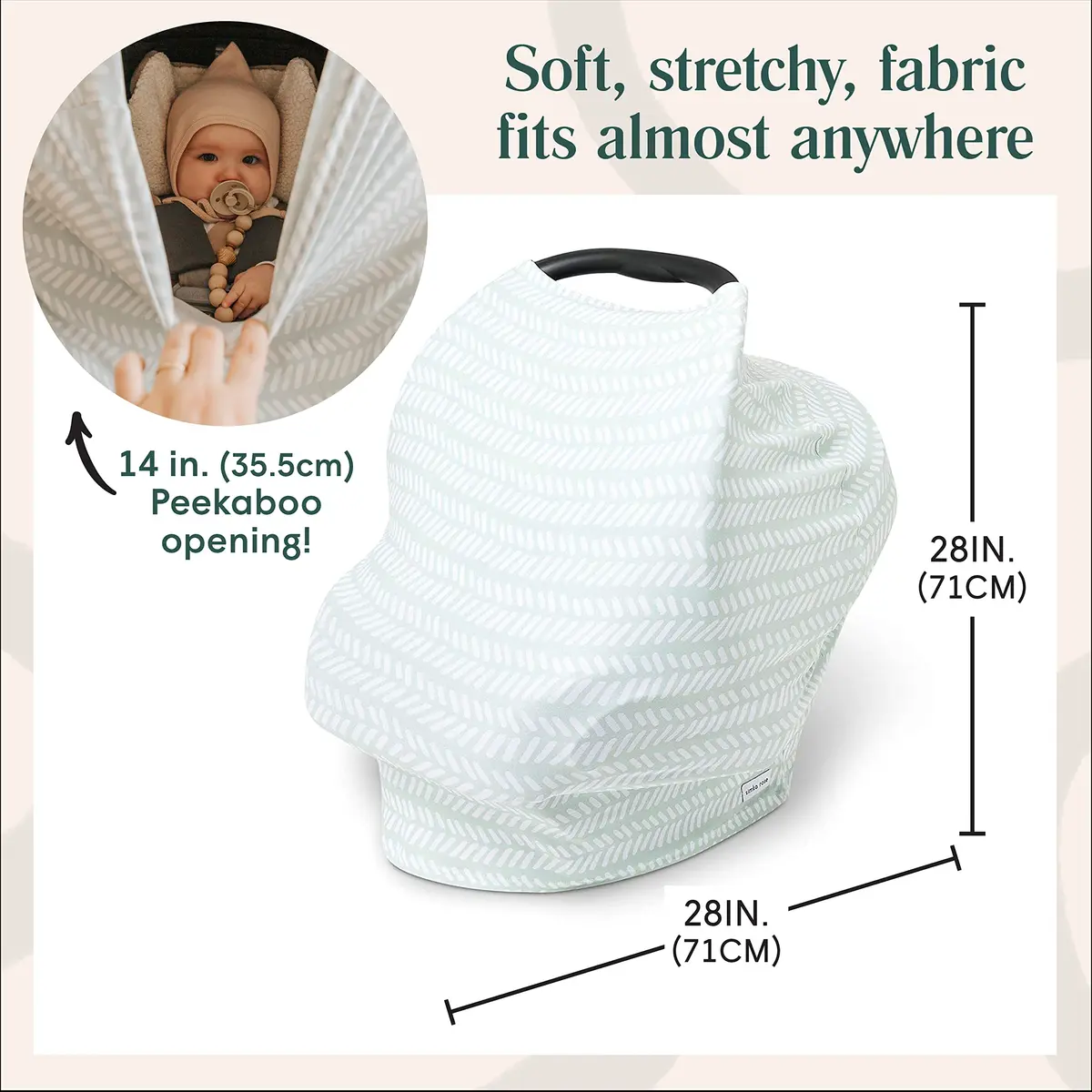 Simka Rose Multipurpose Baby Cover Moss | 71cm (28in) x 71cm (28in) | Breathable Viscose Blend - view 7