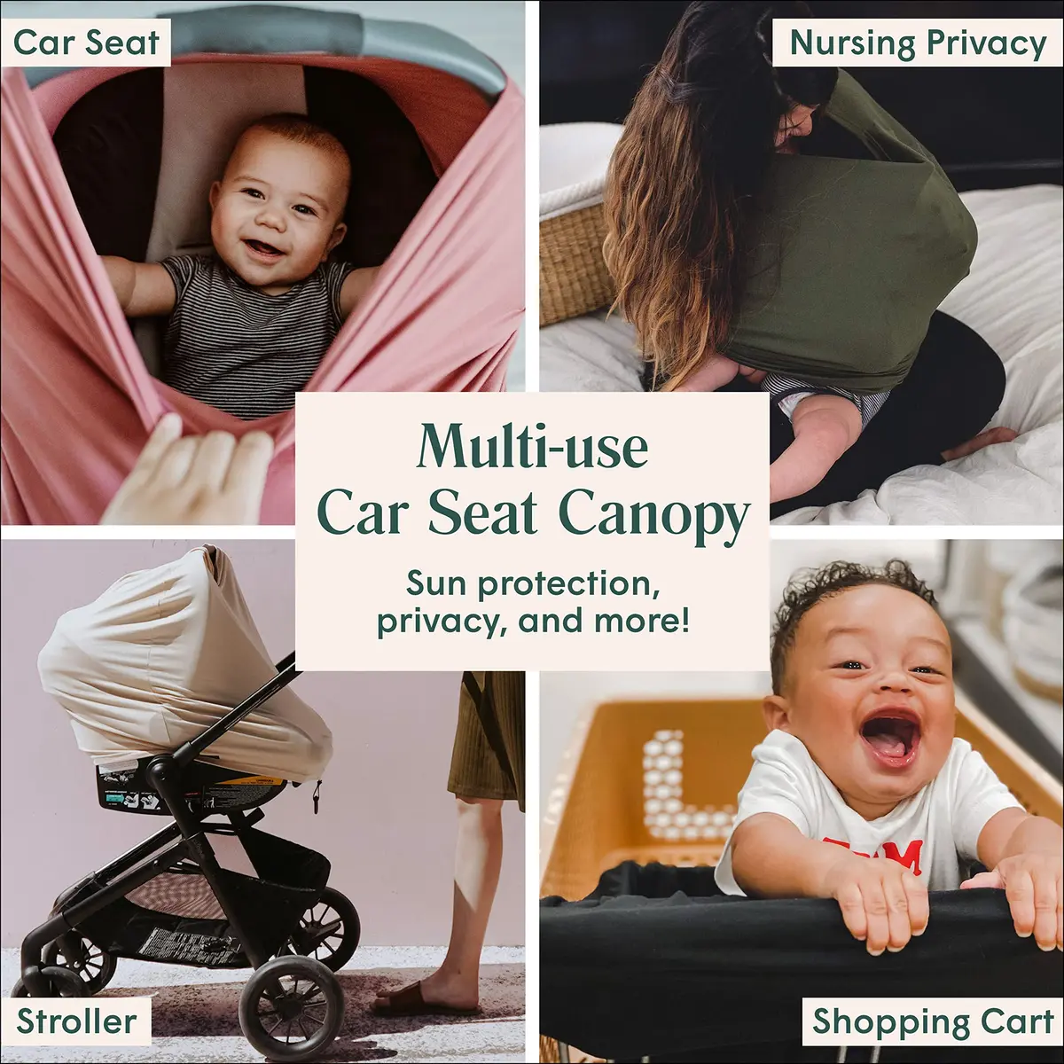 Simka Rose Multipurpose Baby Cover Moss | 71cm (28in) x 71cm (28in) | Breathable Viscose Blend - view 2