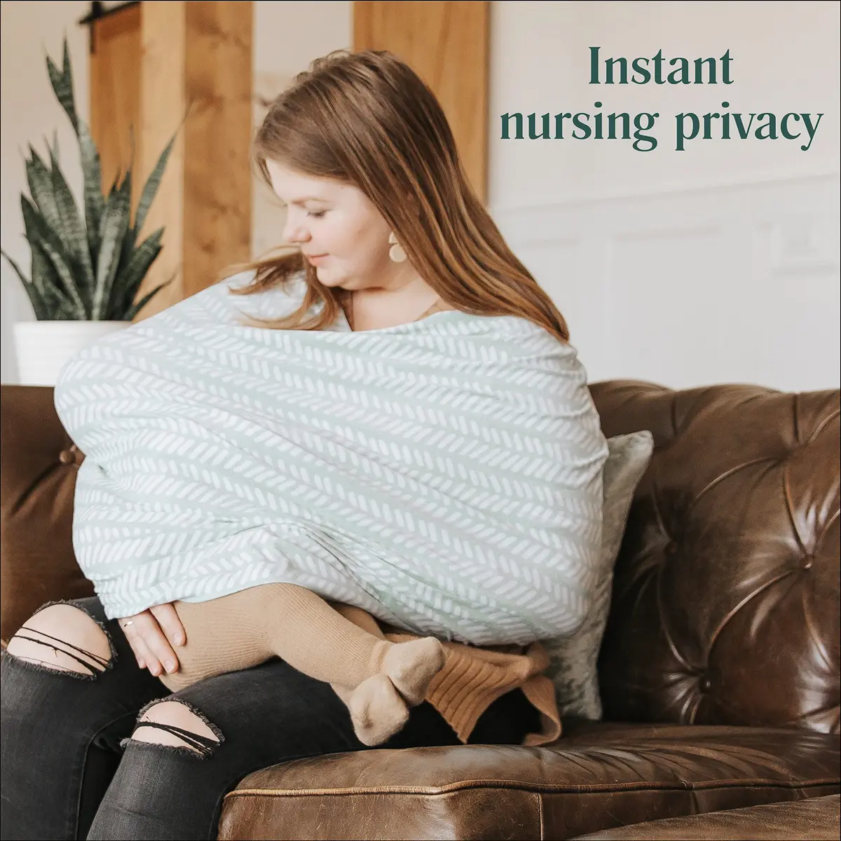 Simka Rose Multipurpose Baby Cover Moss | 71cm (28in) x 71cm (28in) | Breathable Viscose Blend - view 4