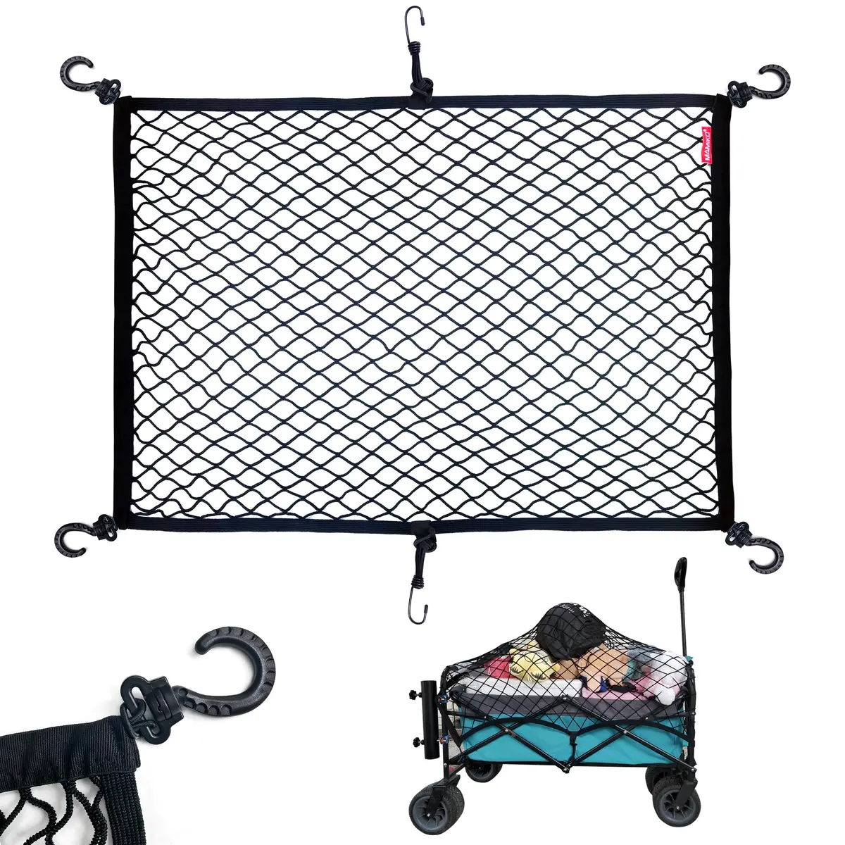 Mamiko Cargo Net for Utility Folding Wagon 24"X35.5"to 47"×71" | Heavy-Duty Elastic Nylon for Garden & Camping - main product image