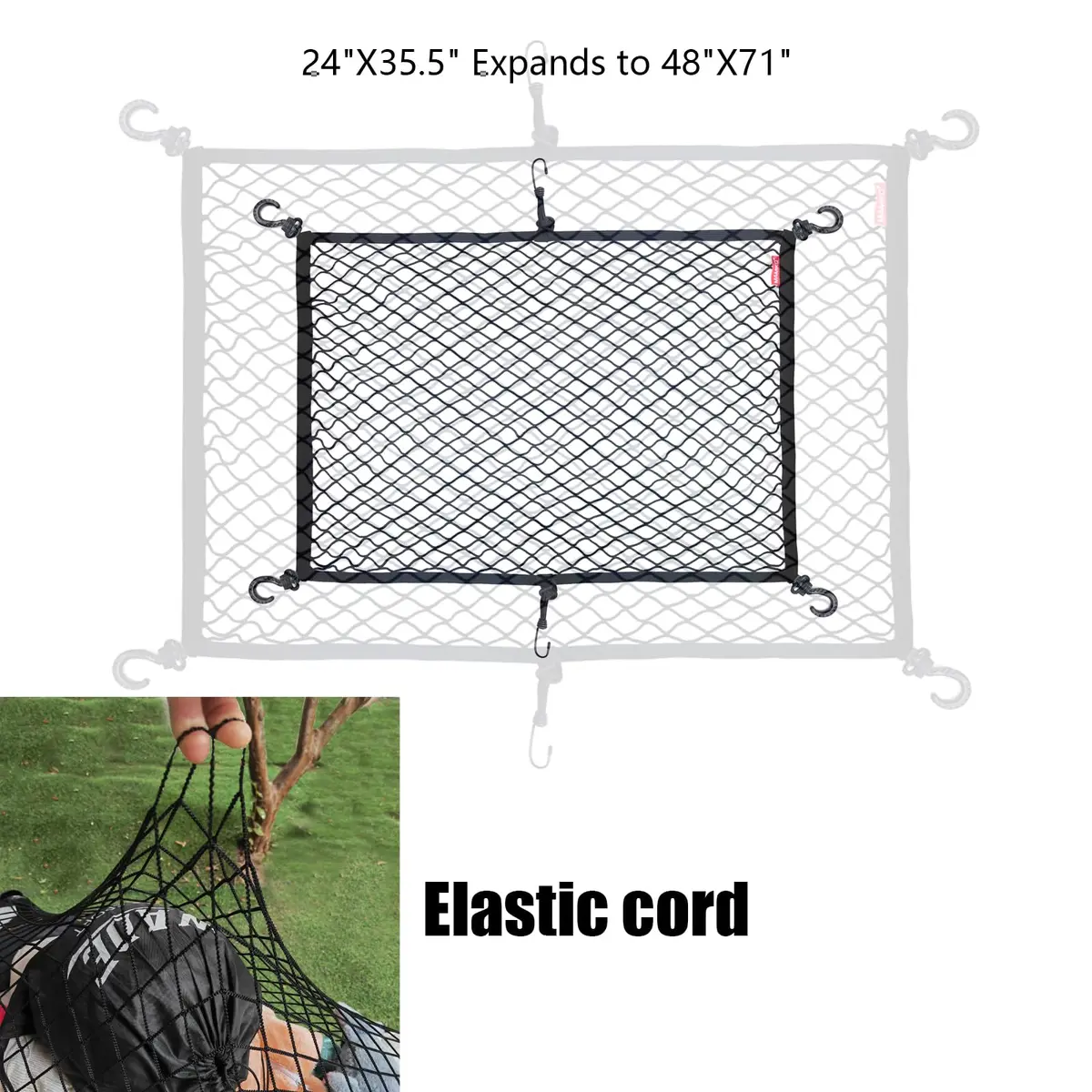 Mamiko Cargo Net for Utility Folding Wagon 24"X35.5"to 47"×71" | Heavy-Duty Elastic Nylon for Garden & Camping - view 9