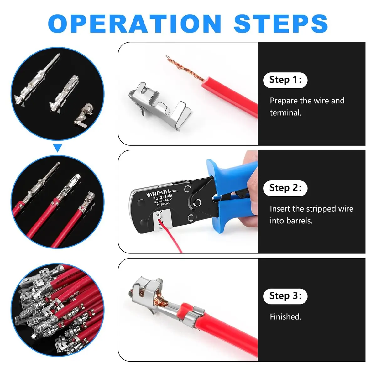 Yangoutool Micro Molex Crimper: 32-20AWG (0.03-0.52mm²) | Compatible with Molex, JST, JAE, D-Sub, Precision Crimping Tool - view 5