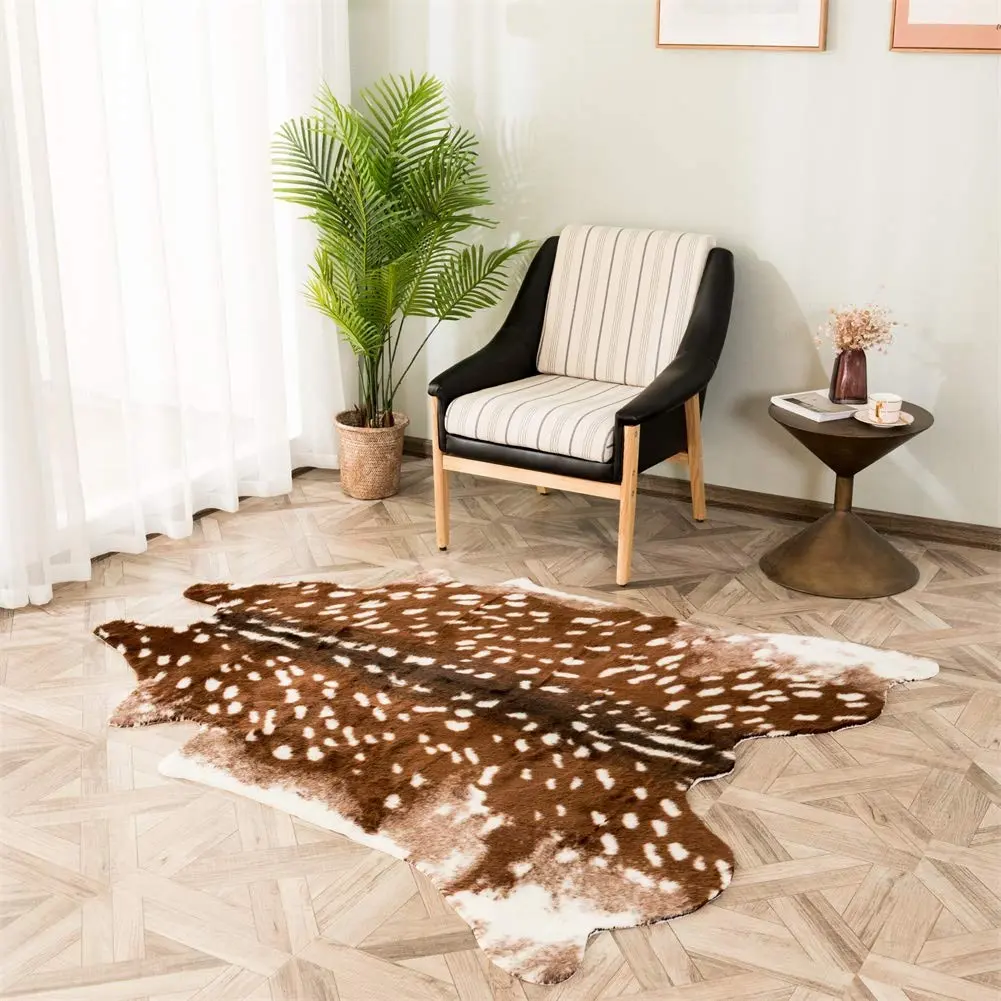 Faux Sika Deer Hide Rug 100cm x 90cm (3.3ft x 3ft) | Cruelty-Free Animal Print Accent Mat - main product image