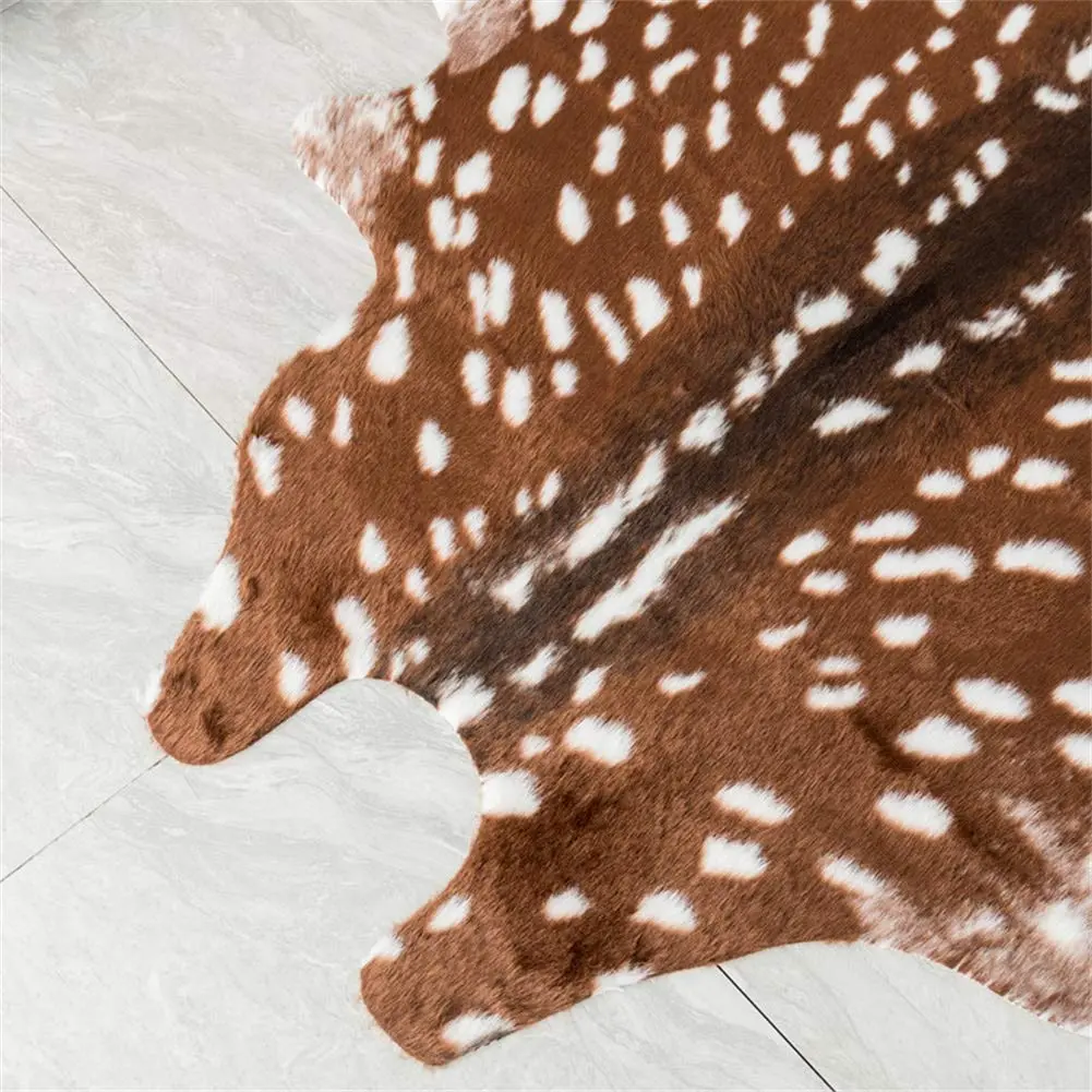 Faux Sika Deer Hide Rug 100cm x 90cm (3.3ft x 3ft) | Cruelty-Free Animal Print Accent Mat - view 5