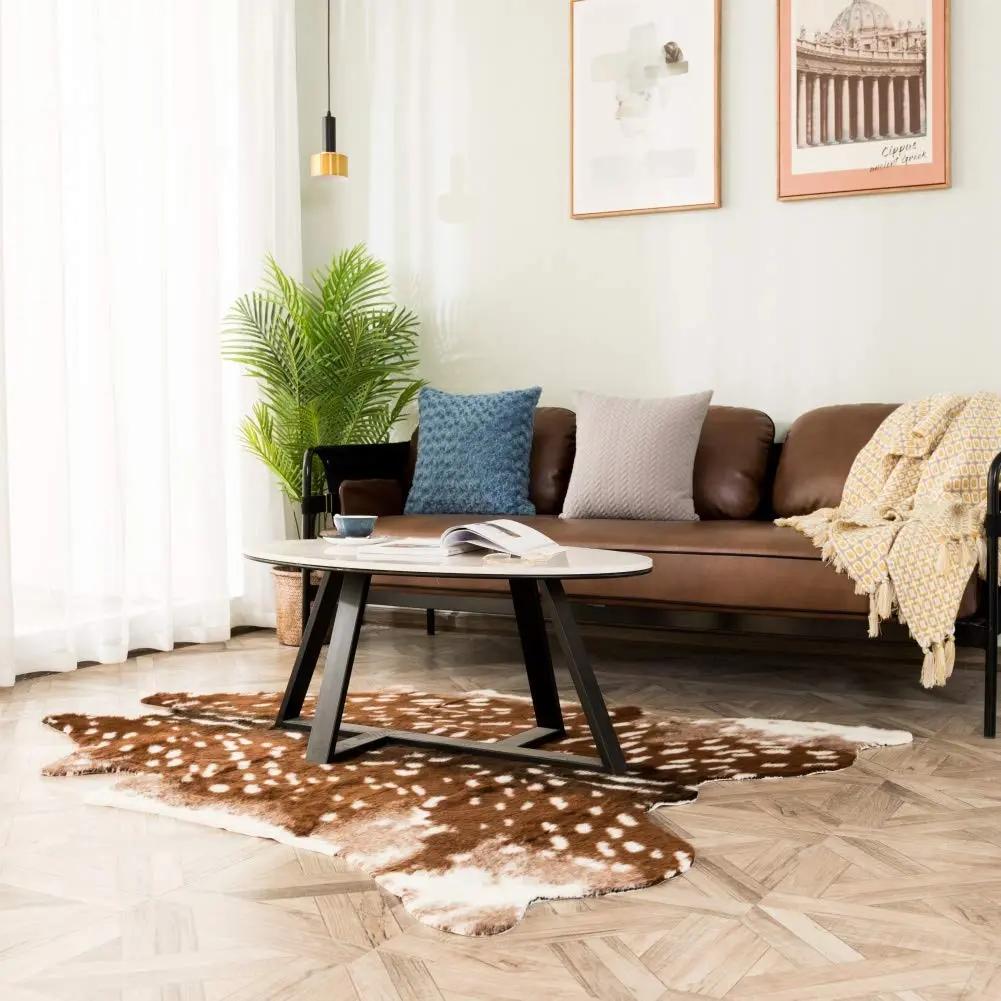 Faux Sika Deer Hide Rug 100cm x 90cm (3.3ft x 3ft) | Cruelty-Free Animal Print Accent Mat - view 2