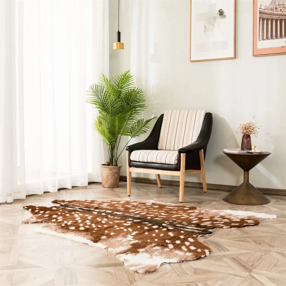 Faux Sika Deer Hide Rug 100cm x 90cm (3.3ft x 3ft) | Cruelty-Free Animal Print Accent Mat - view 3