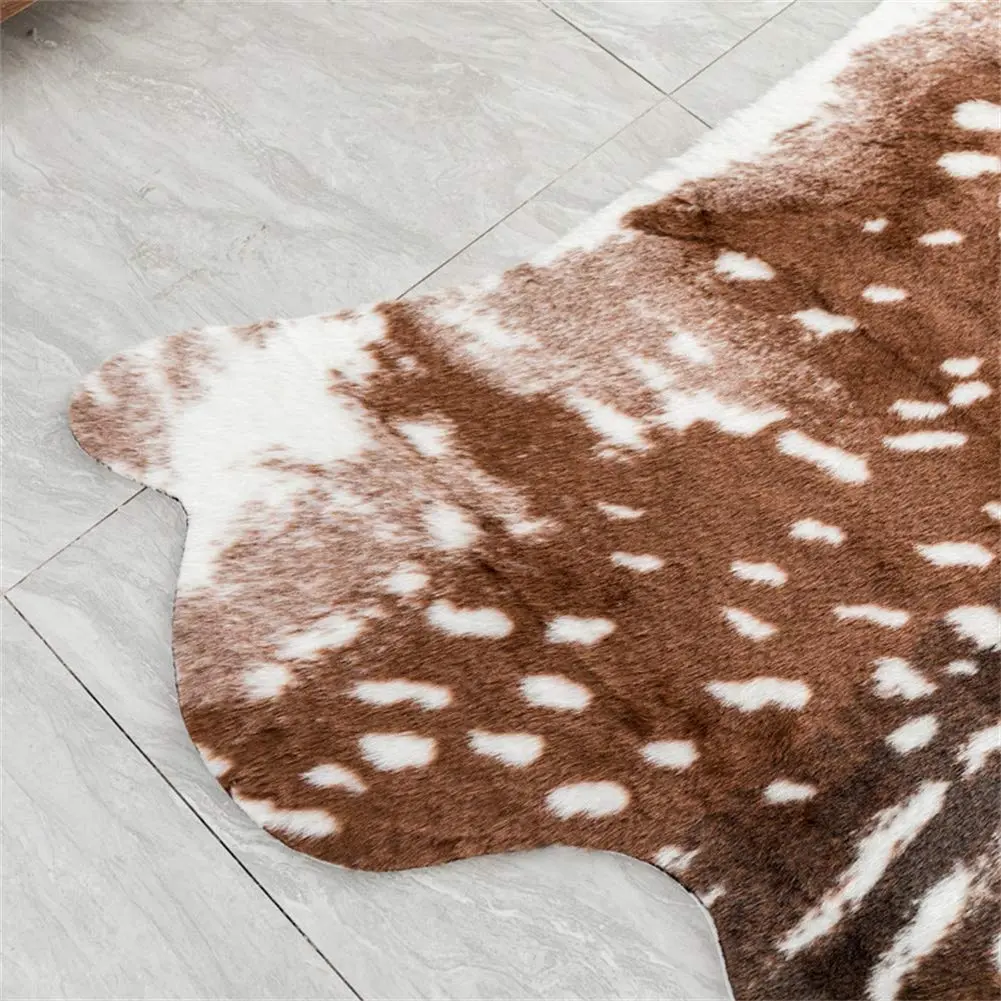 Faux Sika Deer Hide Rug 100cm x 90cm (3.3ft x 3ft) | Cruelty-Free Animal Print Accent Mat - view 4