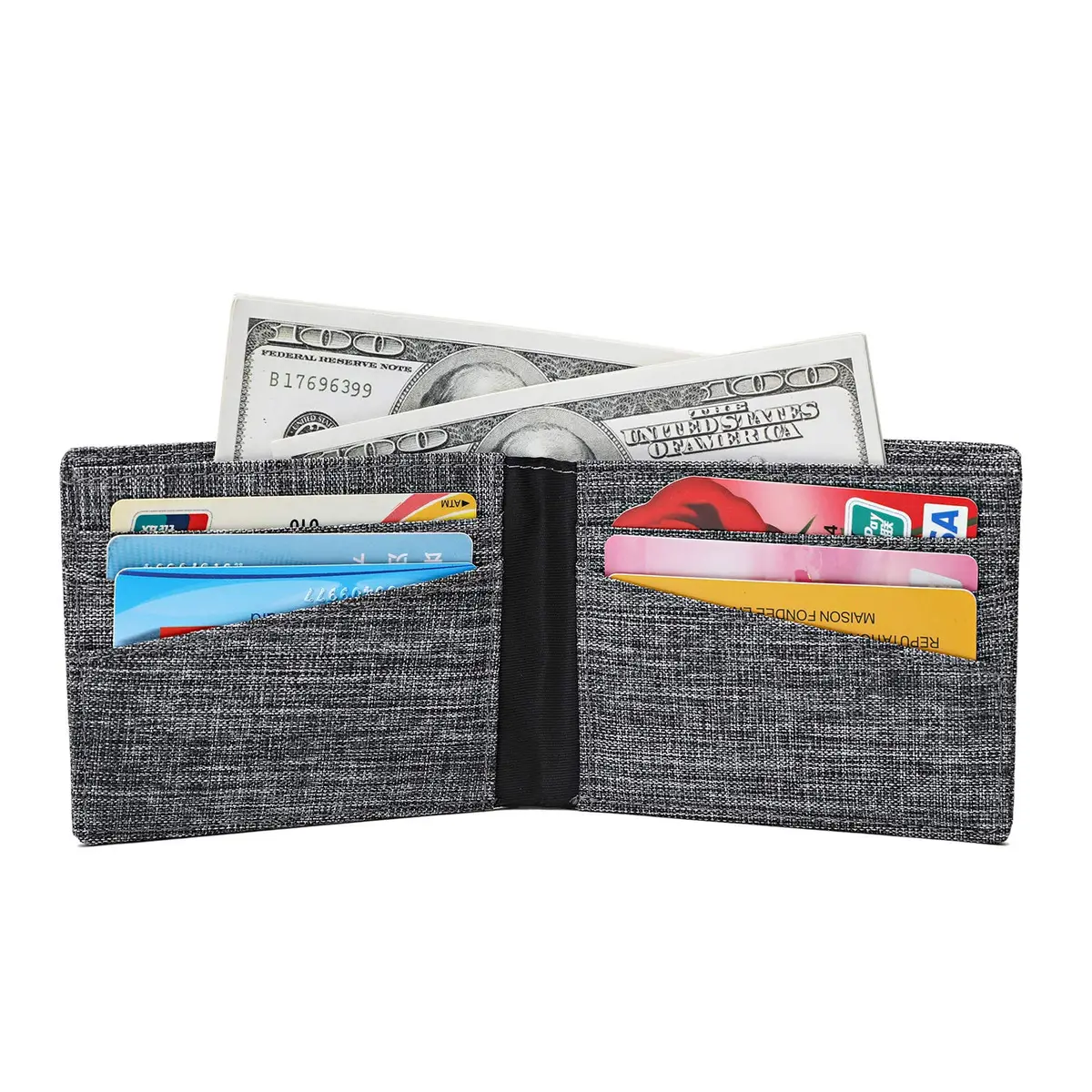 Lanyani Minimalist Slim Fabric Wallet Bifold RFID Blocking Grey | Compact Day-to-Day Accessory - view 3