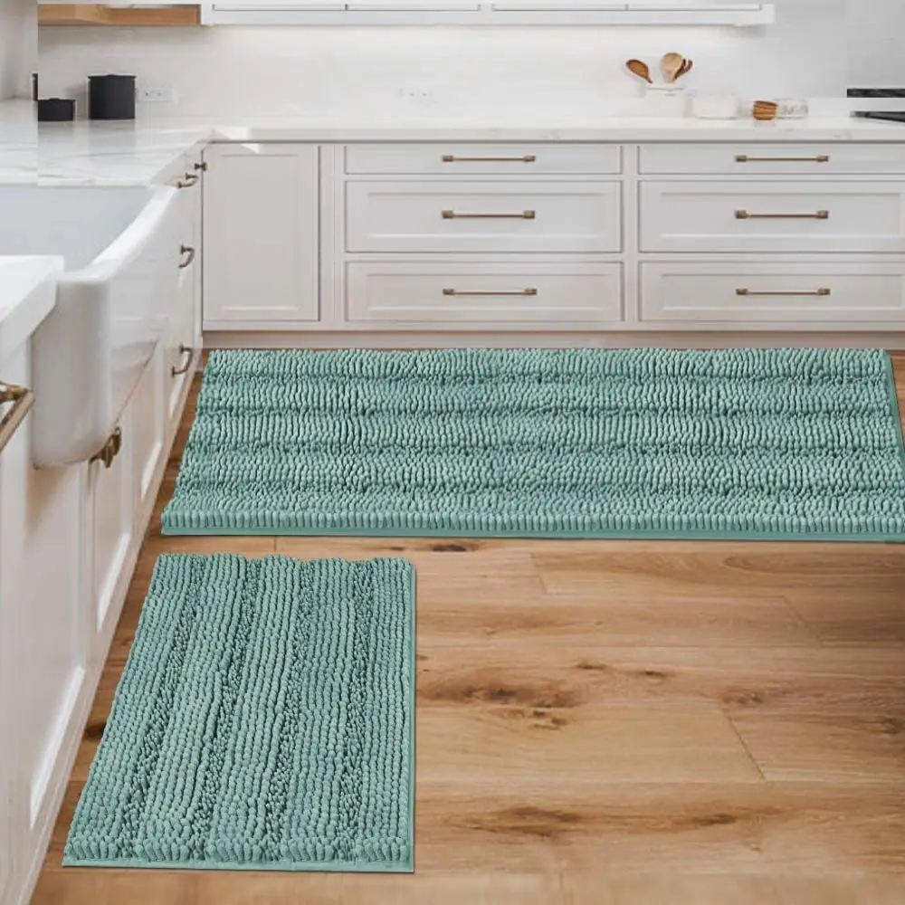 H.VERSAILTEX Thick Chenille Bathroom Rug Mat Set | Extra Soft & Absorbent, 2 Piece, Machine-Washable (47" x 17" + 17" x 24") - main product image