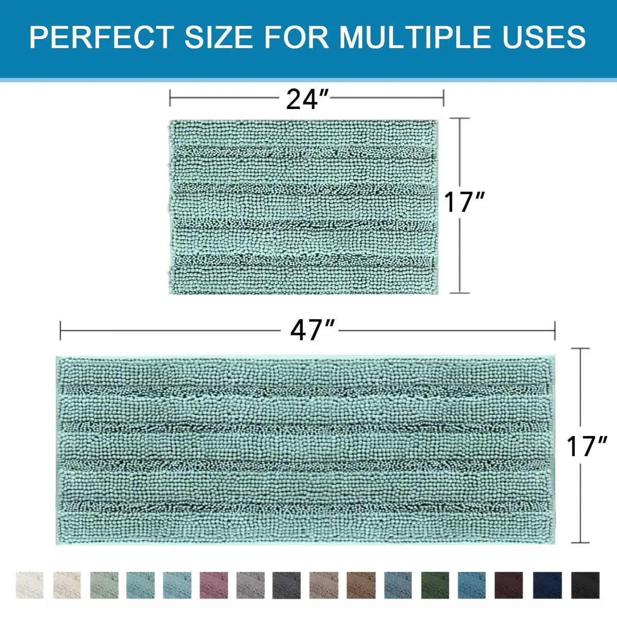 H.VERSAILTEX Thick Chenille Bathroom Rug Mat Set | Extra Soft & Absorbent, 2 Piece, Machine-Washable (47" x 17" + 17" x 24") - view 5